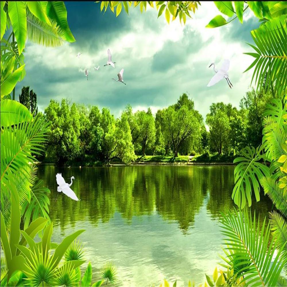 1000x1000 Green Wallpaper Fantasy Forest Wallpaper Nature HD TV Background Wall Decoration Painting From Yiwuwallpaper, $5.98