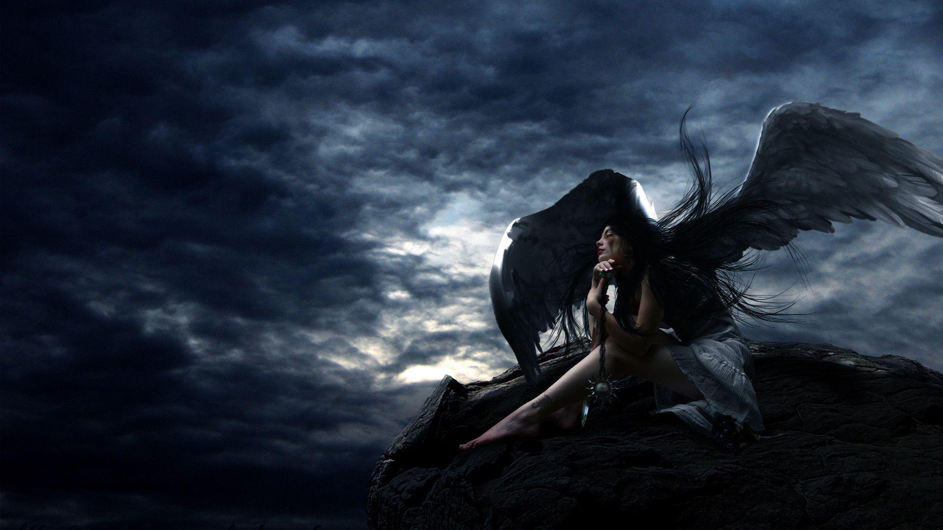 1920x1080 Black Angel Wallpaper