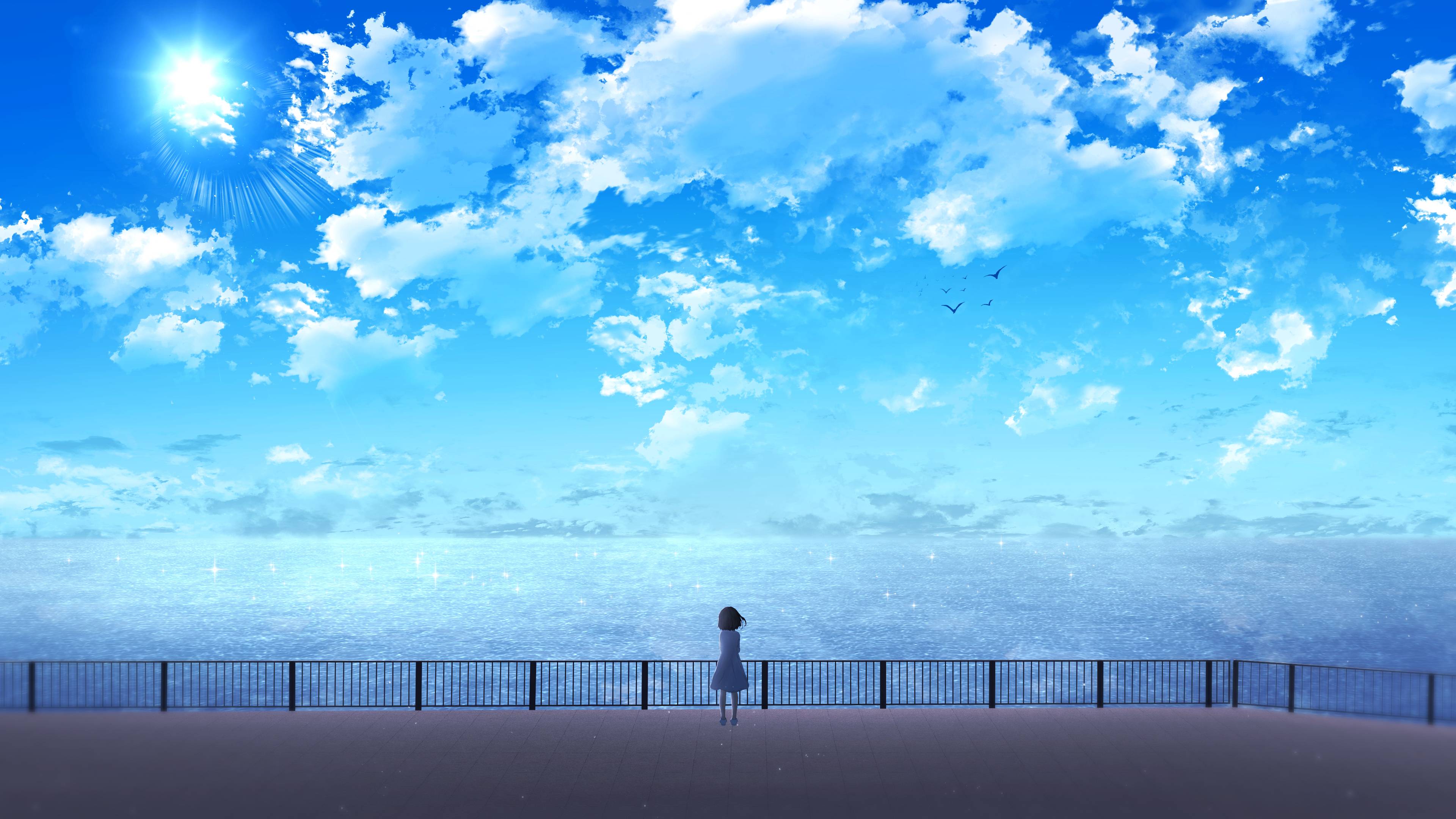 3840x2160 Anime Girl Near Ocean Wallpaper, HD Anime 4K Wallpaper, Image, Photo and Background