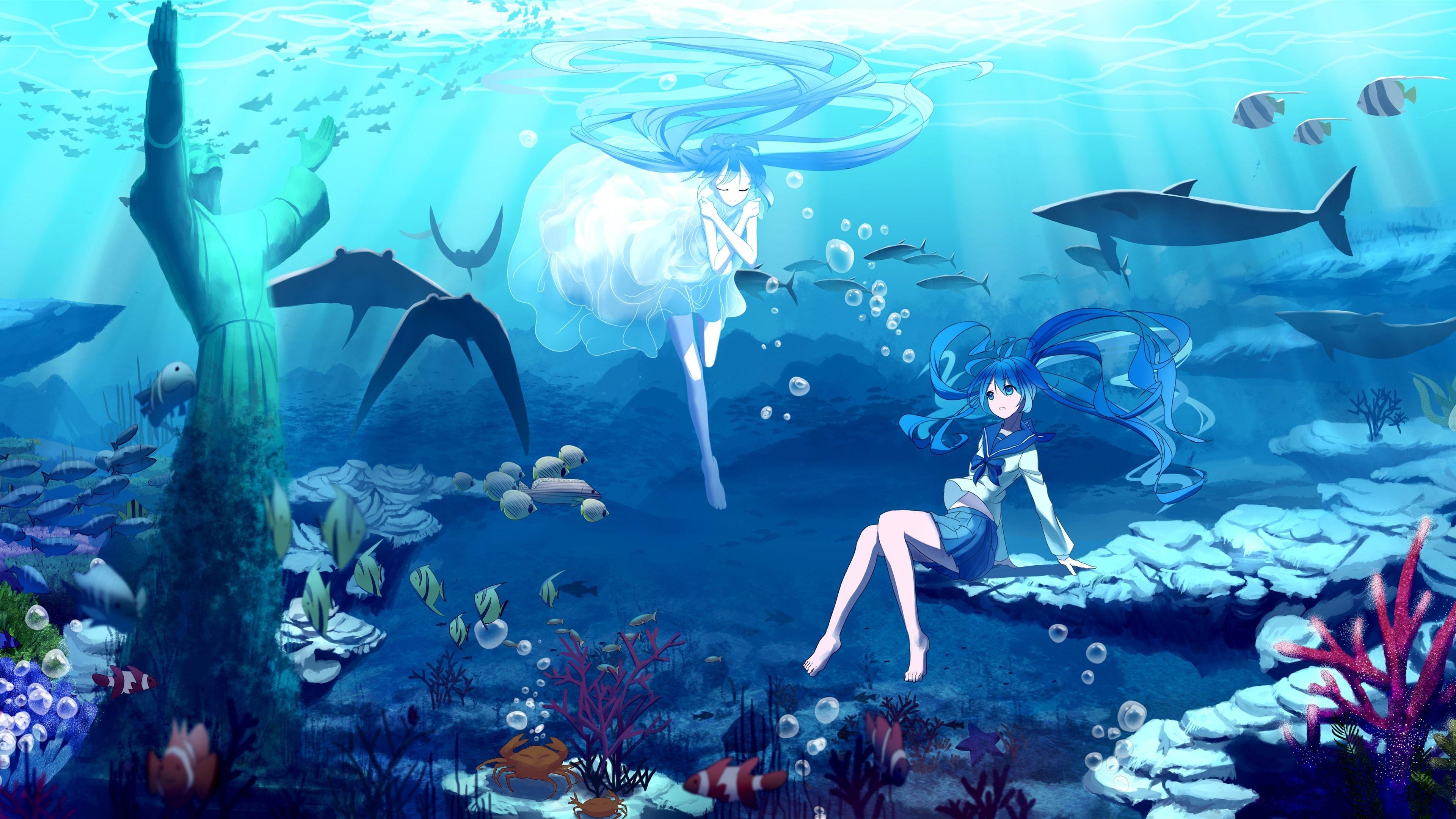 3840x2160 Anime Sea Wallpaper