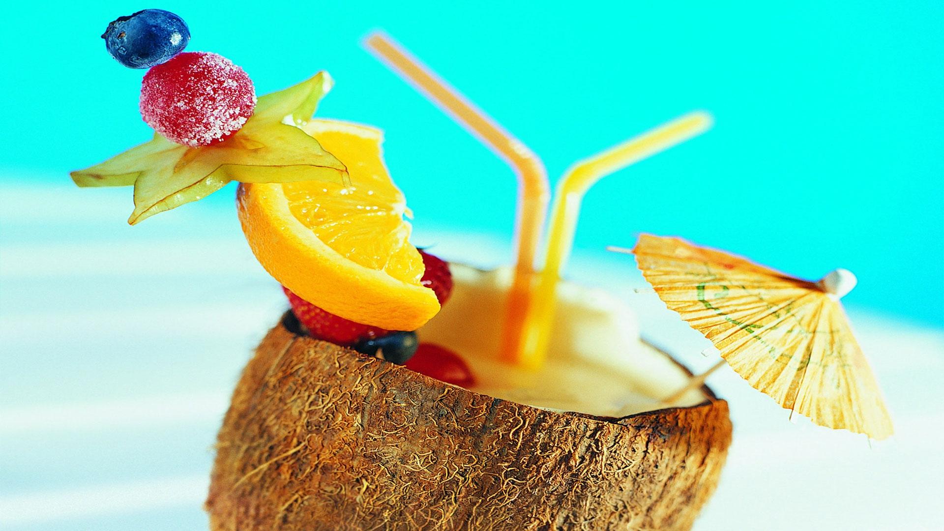 1920x1080 Download 1920x1080 HD Wallpaper cocktail orange raspberry coconut delicious, Desktop Background HD