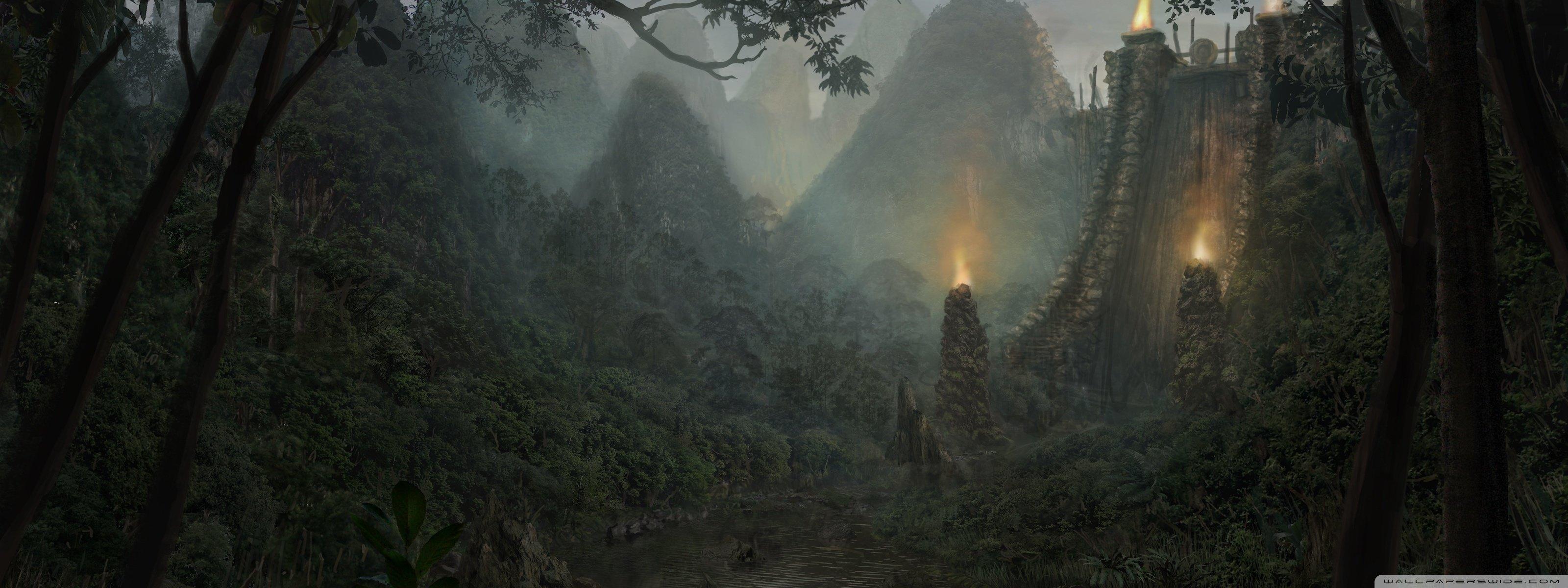 3200x1200 High Resolution Fantasy Landscape Dual Monitor Background
