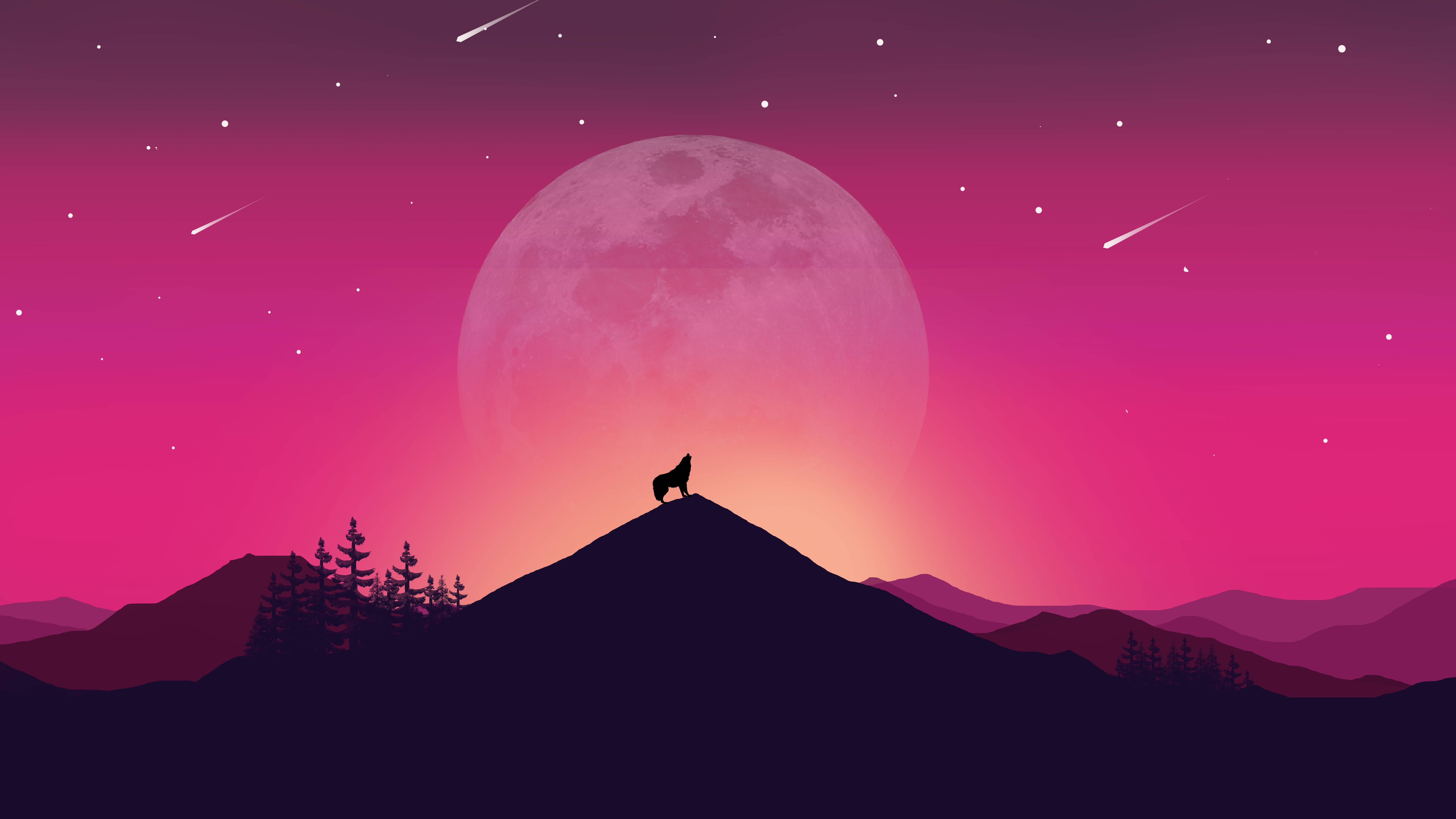 7680x4320 Wolf and Landscape Illustration Wallpaper, HD Artist 4K Wallpaper, Image and Background