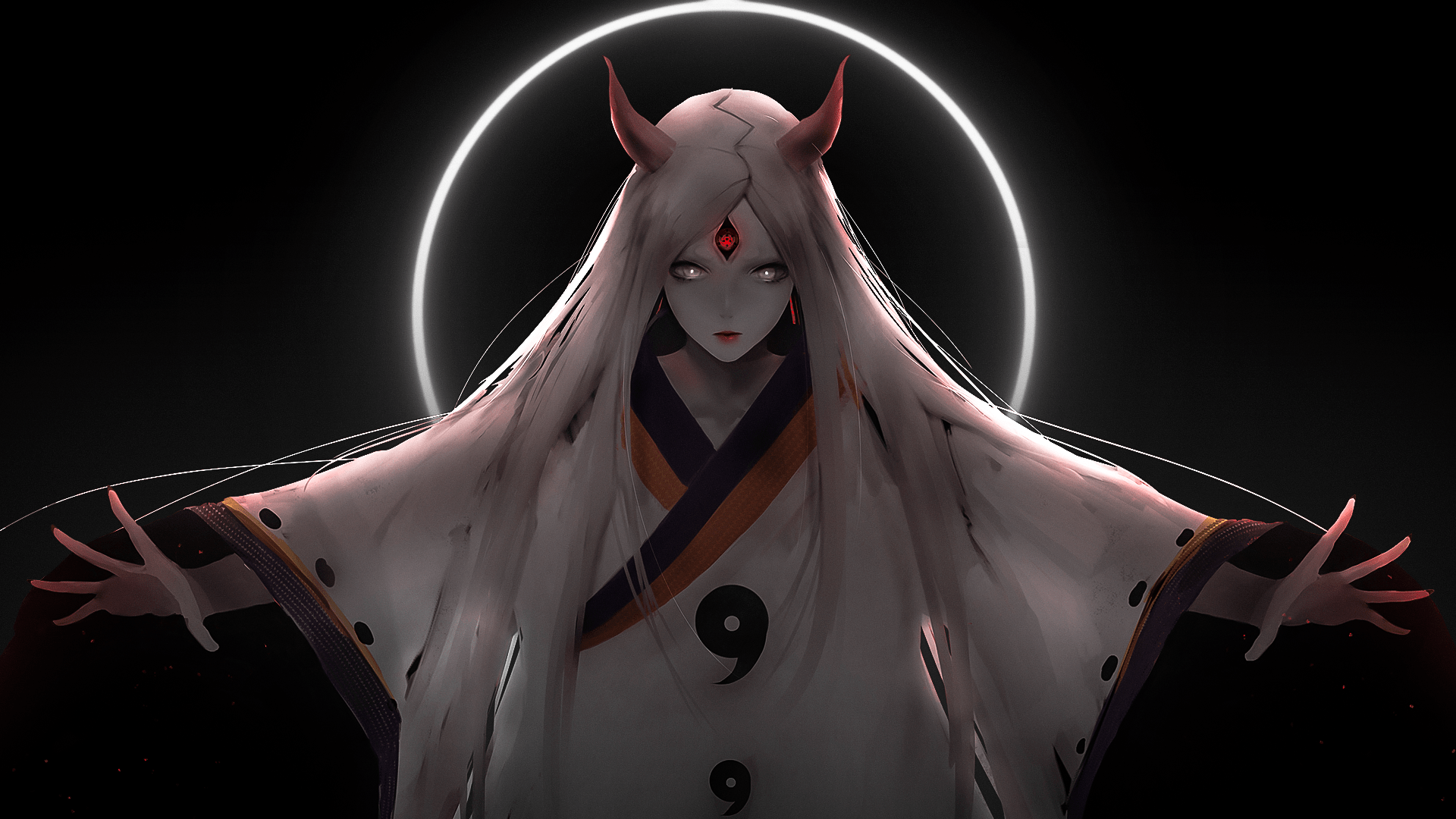 1920x1080 anime girls, Naruto (anime), Kaguya Ōtsutsuki, color correction, horns, Aoi Ogata. Mocah HD Wallpaper