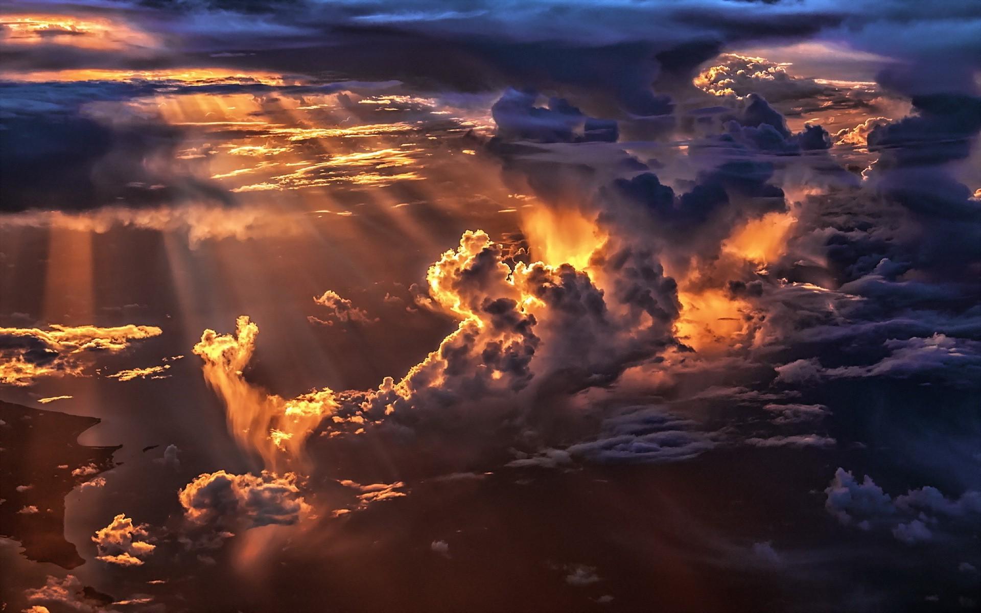 1920x1200 nature, Sky, Clouds, Sunlight, Birds Eye View Wallpaper HD / Desktop and Mobile Background