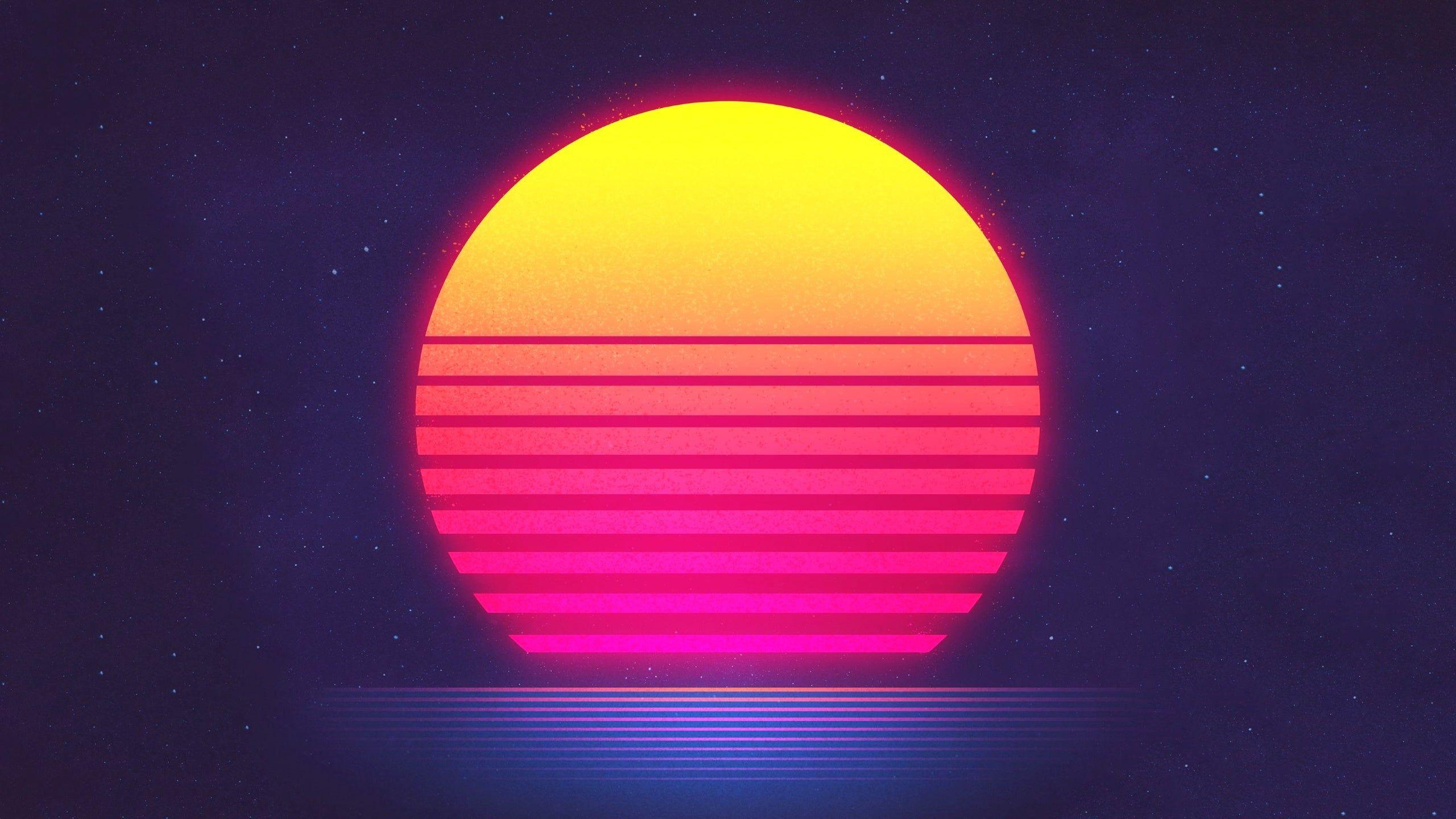 2560x1440 Sunset Retrowave HD wallpaper. Sun illustration, Retro waves, Synthwave