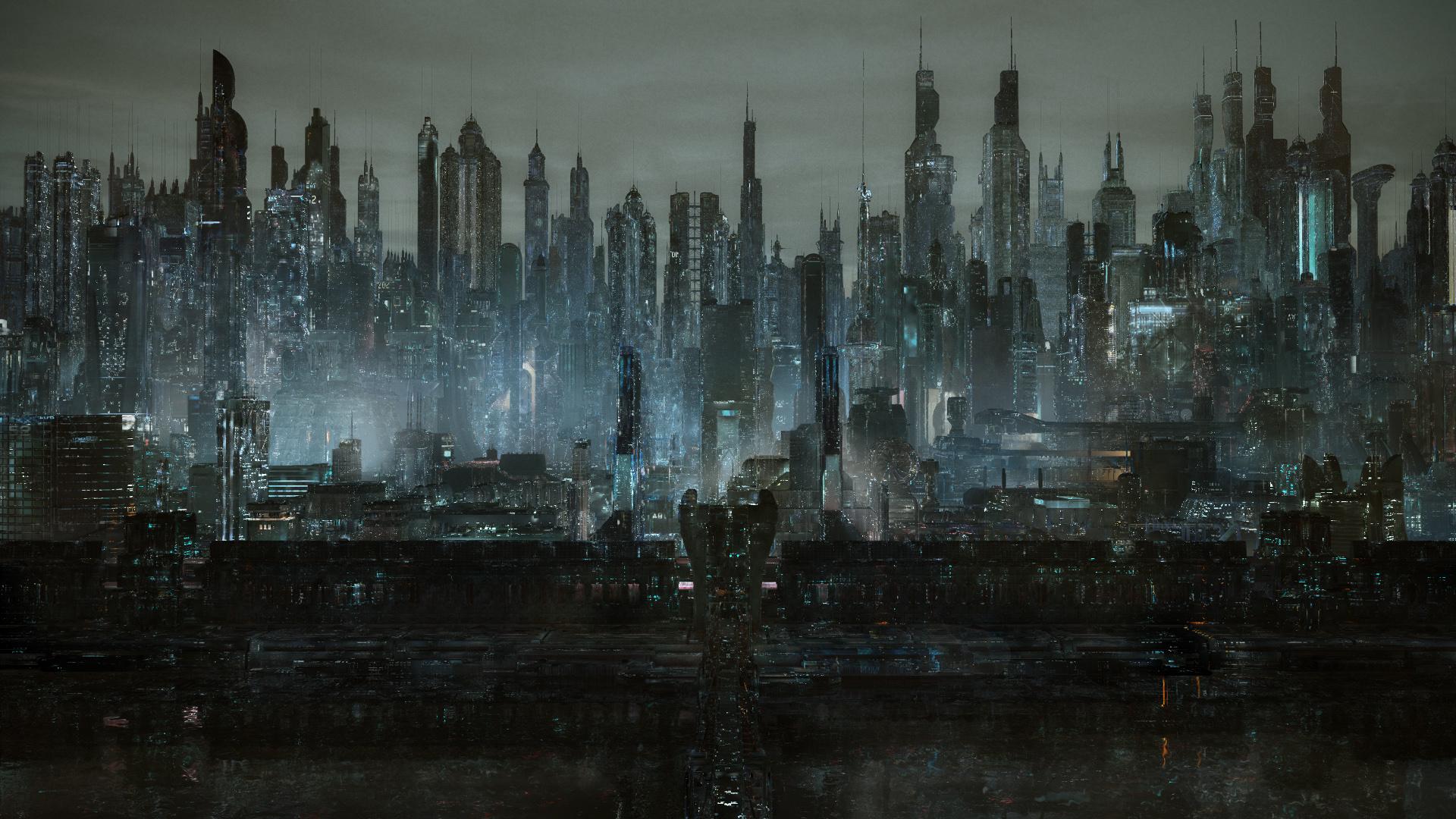 1920x1080 #Dark City, #futuristic, #cyber city, wallpaper. Mocah HD Wallpaper