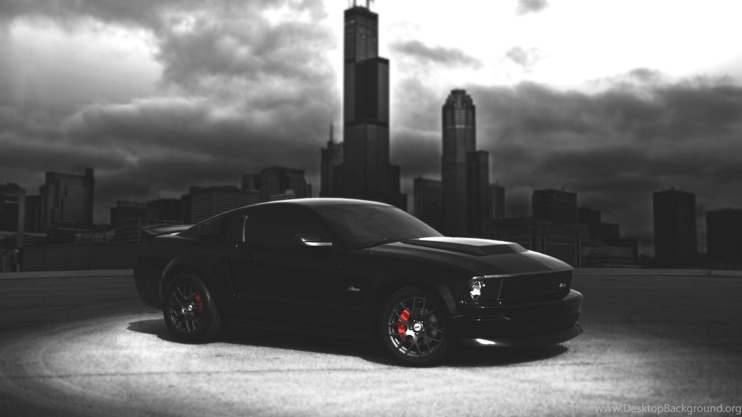 2560x1440 Ford Mustang Black Car, Dark Night, City Wallpaper, Ford Wallpaper. Desktop Background