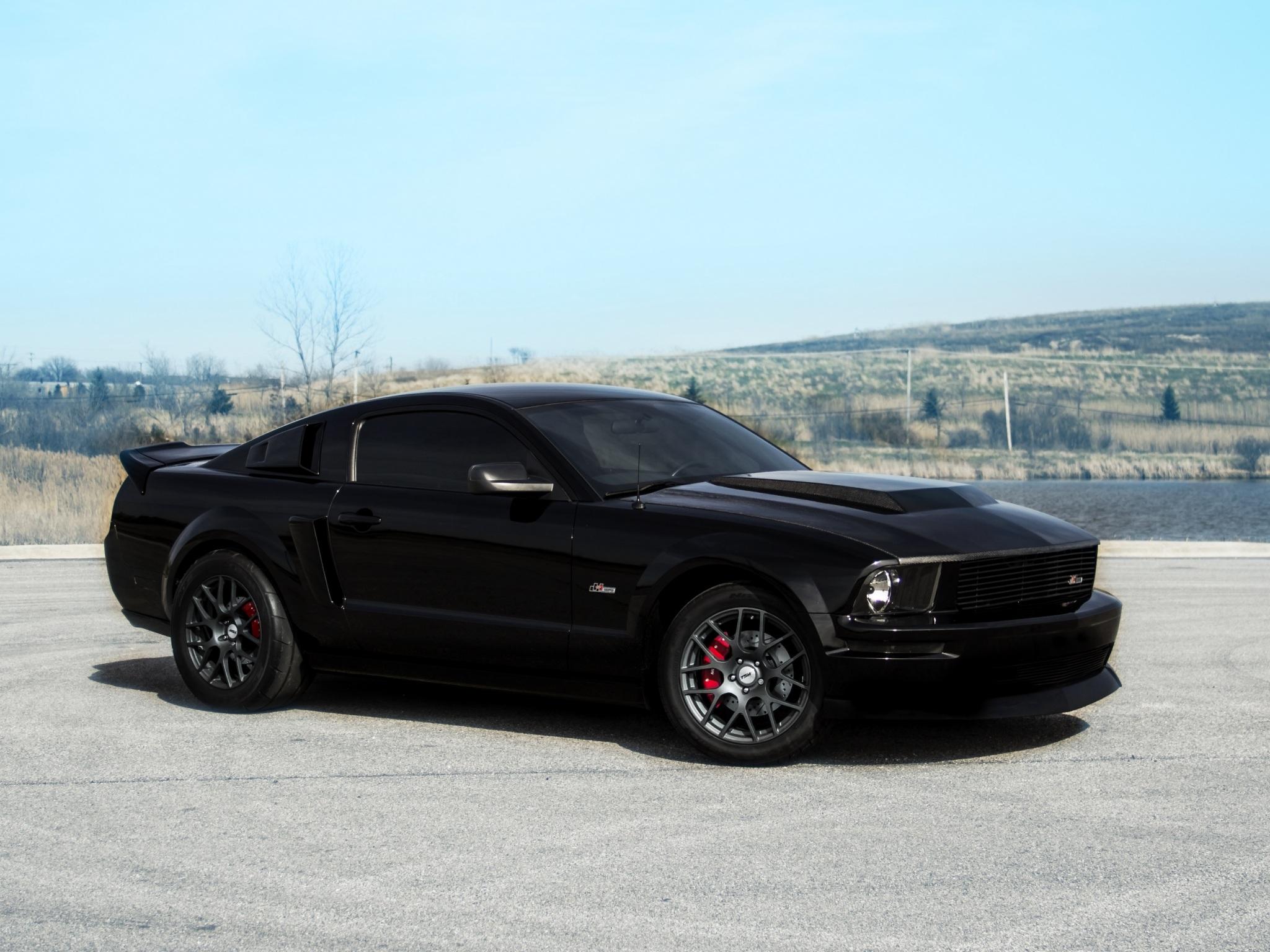 2048x1536 Wallpaper 4k ford, mustang, gt, black, landscape, red 4k Ford, gt, Mustang