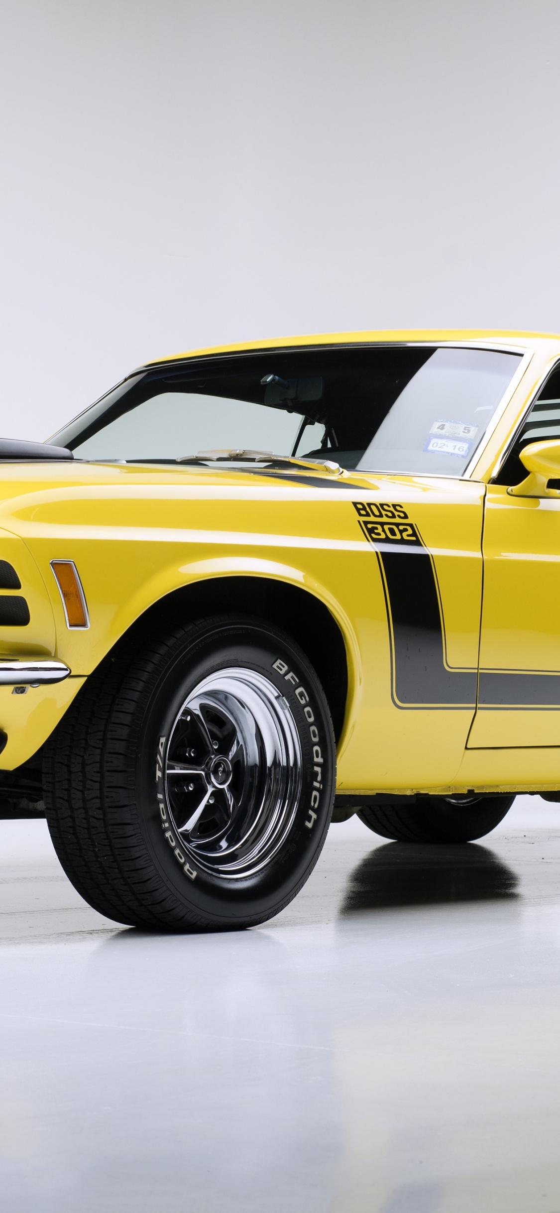 1125x2436 Muscle car, yellow, 1970 Ford Mustang Boss 302 wallpaper, 4096x HD image, picture, cfdb659f