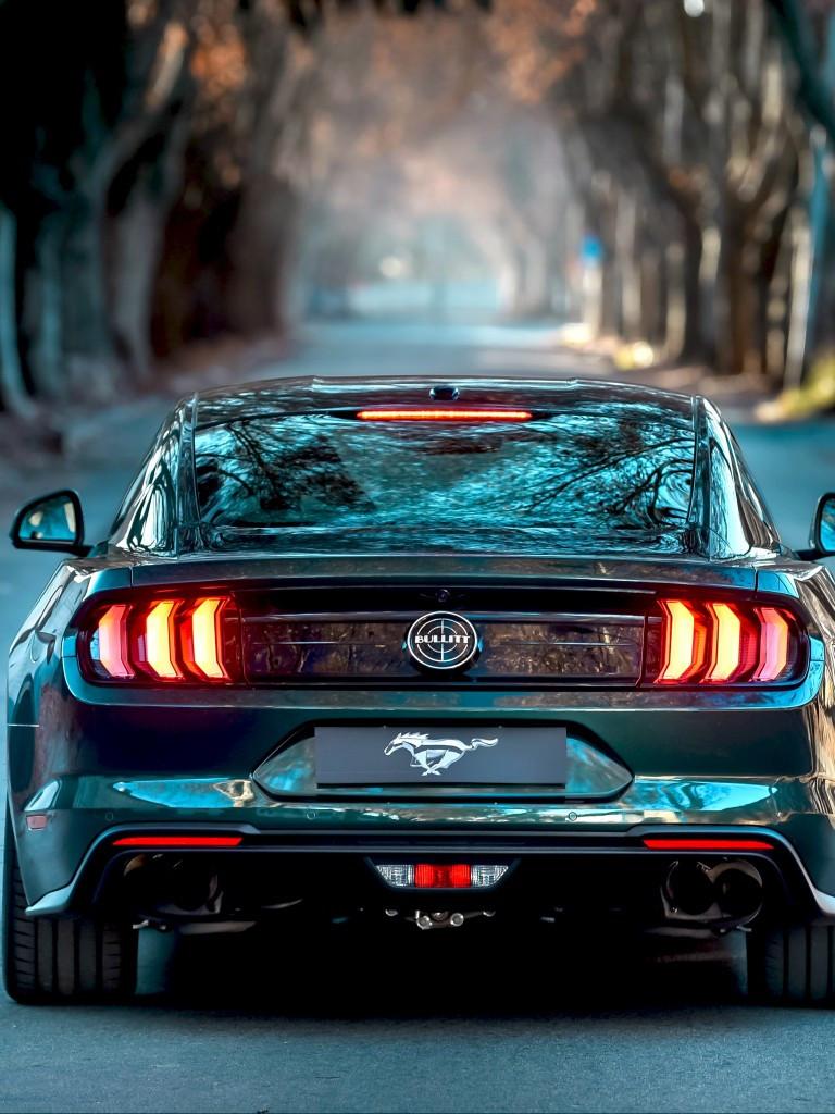 768x1024 Download 768x1024 Ford Mustang Bullitt, Back View, Road, Muscle Cars Wallpaper for Apple iPad Apple iPad Mini