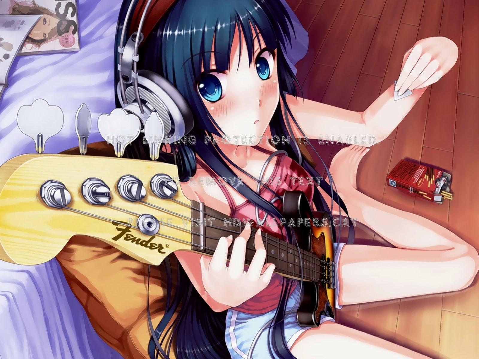 1600x1200 girl with a guitar pick anime