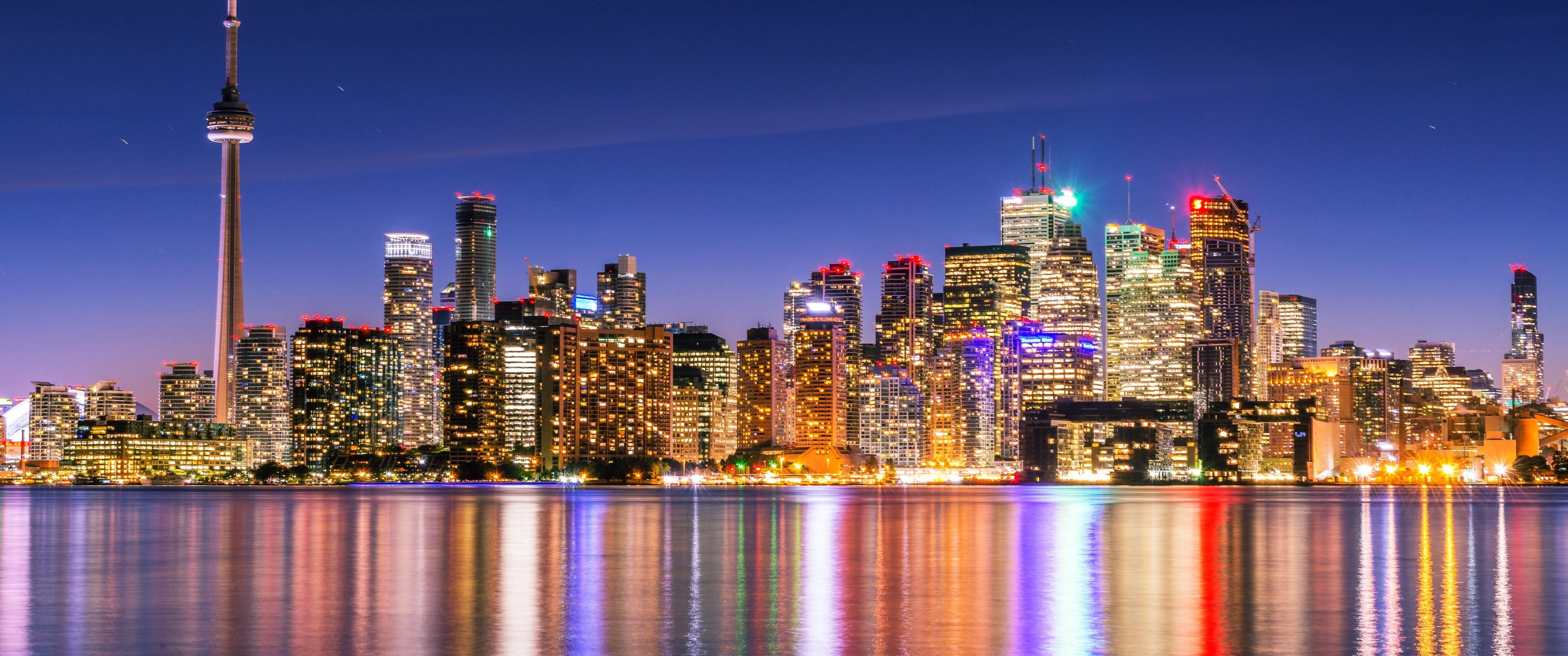 3440x1440 Toronto Skyline Wallpaper 4K, Skyscrapers, Canada, Cityscape