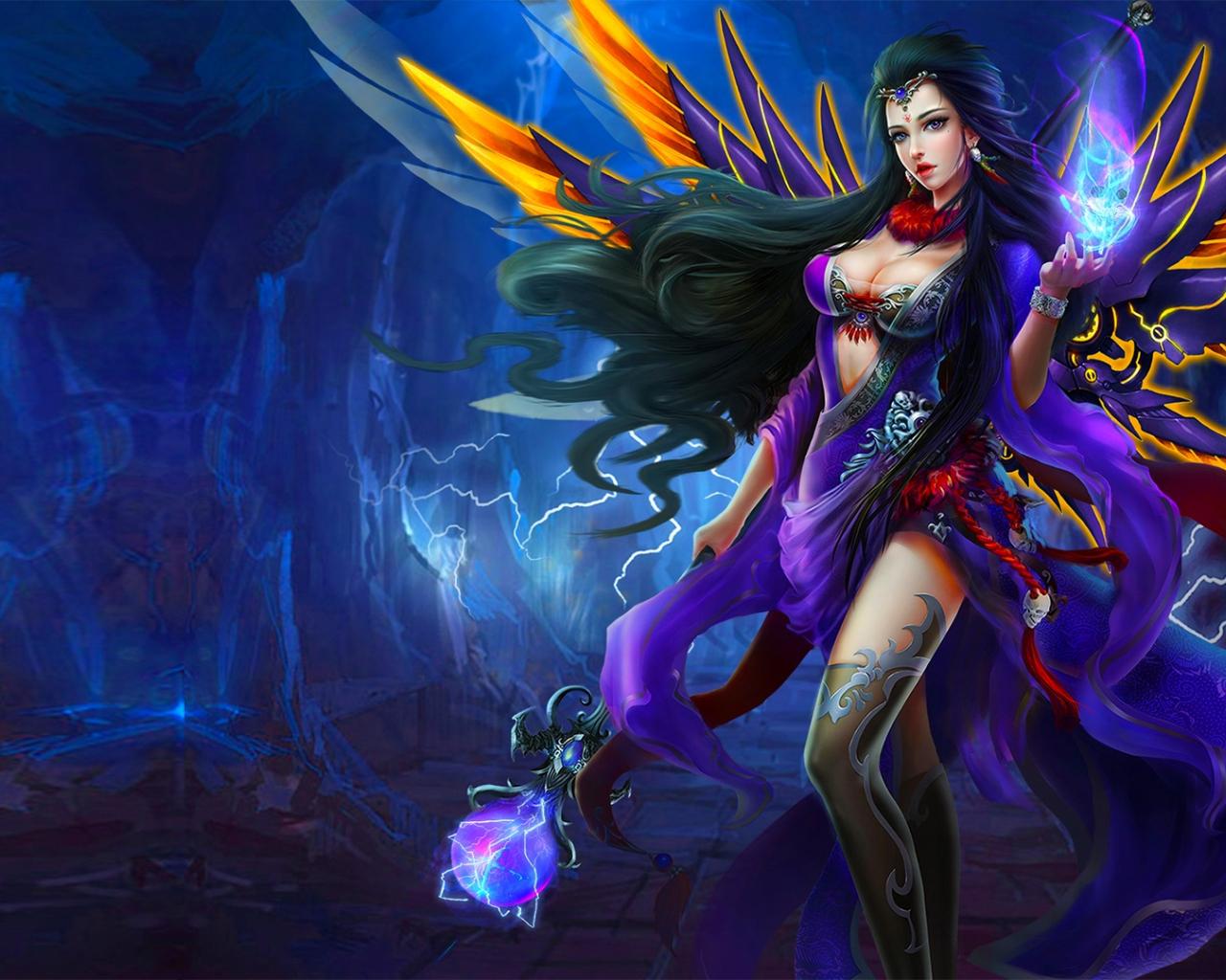 1280x1024 Desktop Wallpaper Fantasy Girl With Wings, Magic Wand, HD Image, Picture, Background, Xv1dmp