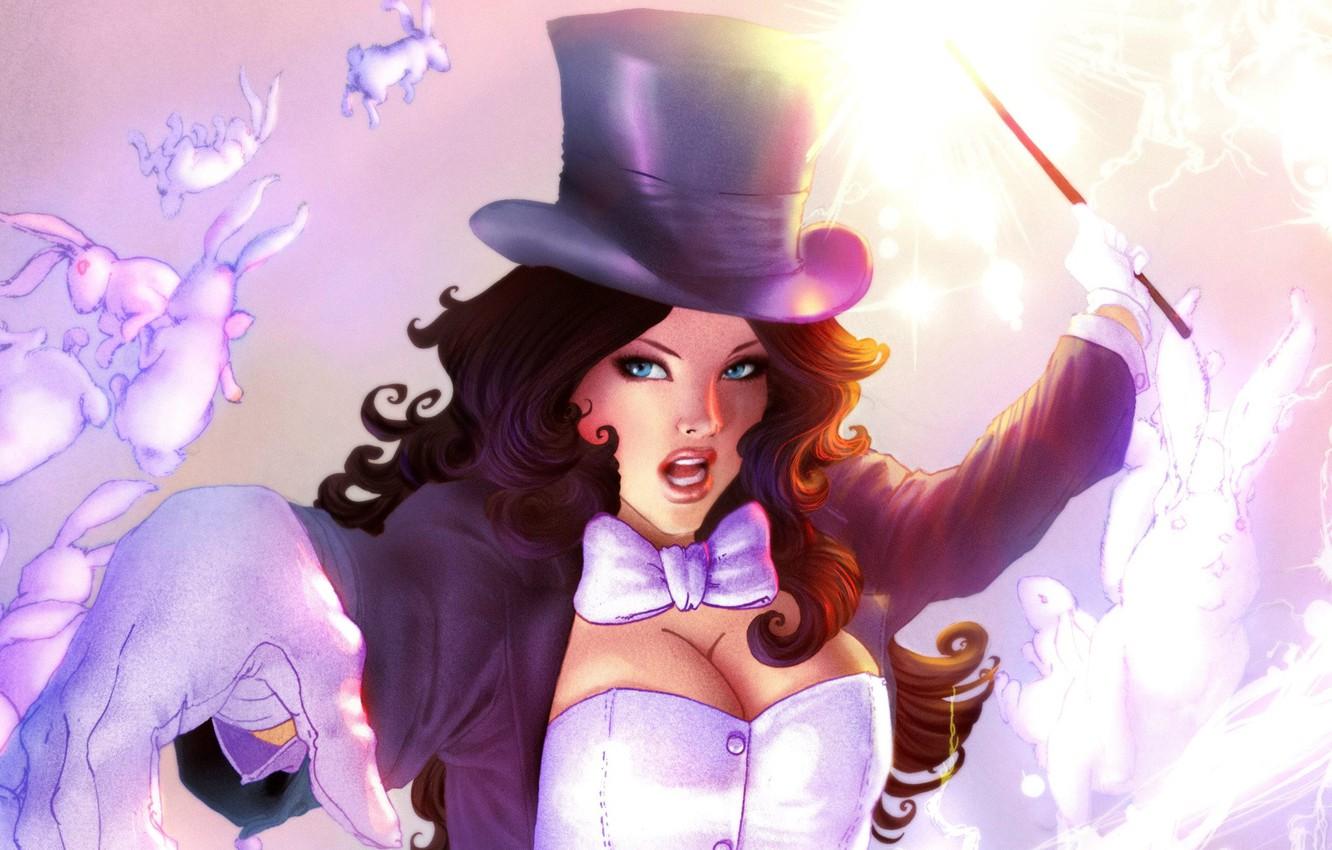 1332x850 Wallpaper magic, rabbits, spell, magic wand, DC Comics, Zatanna image for desktop, section фантастика