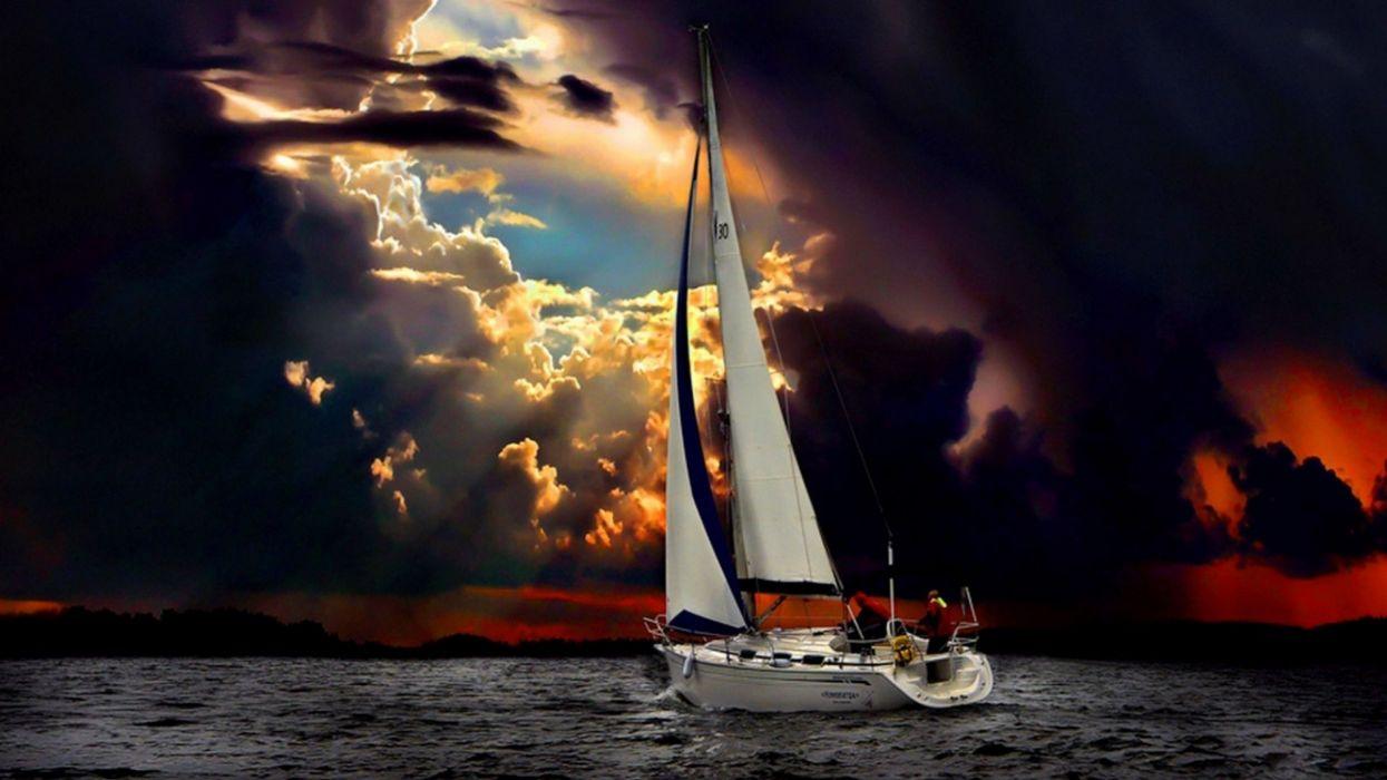 1245x700 Photography Sailboat Sea Ocean Sky Storm Wallpaperx1440