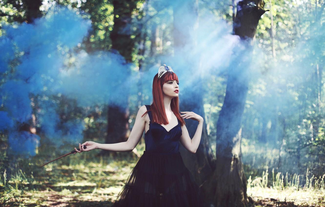 1332x850 Wallpaper forest, fantasy, tale, art, Diadema, sorceress, magic wand image for desktop, section ситуации