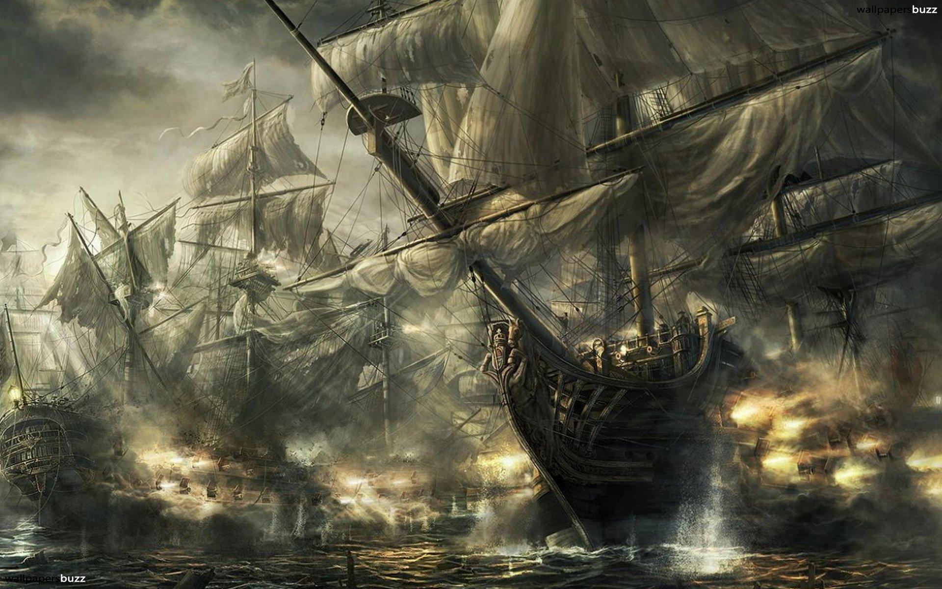 1920x1200 Pirate Ship Painting Storm