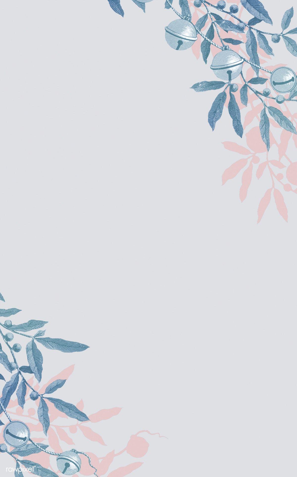 1200x1926 Download premium illustration of Festive leaves frame with sleigh bells. Flower background wallpaper, Framed wallpaper, Christmas illustration
