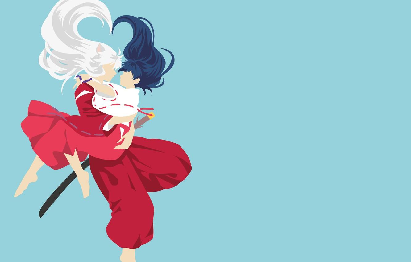 1332x850 Photo Wallpaper Love, Pair, Two, Inuyasha, Kagome, Wallpaper Minimalist