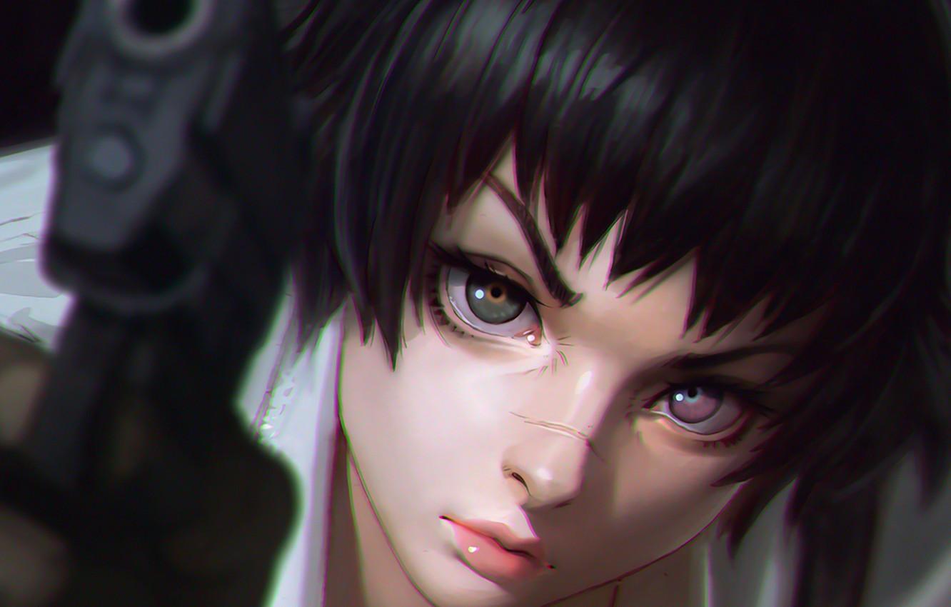 1332x850 Wallpaper girl, face, gun, art, hunter, lady, devil may cry, Devil Hunter, Devil May Cry 3: Dante's Awakening image for desktop, section игры