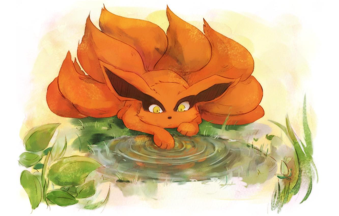 1332x850 Wallpaper greens, art, naruto, kyuubi, kurama image for desktop, section прочее
