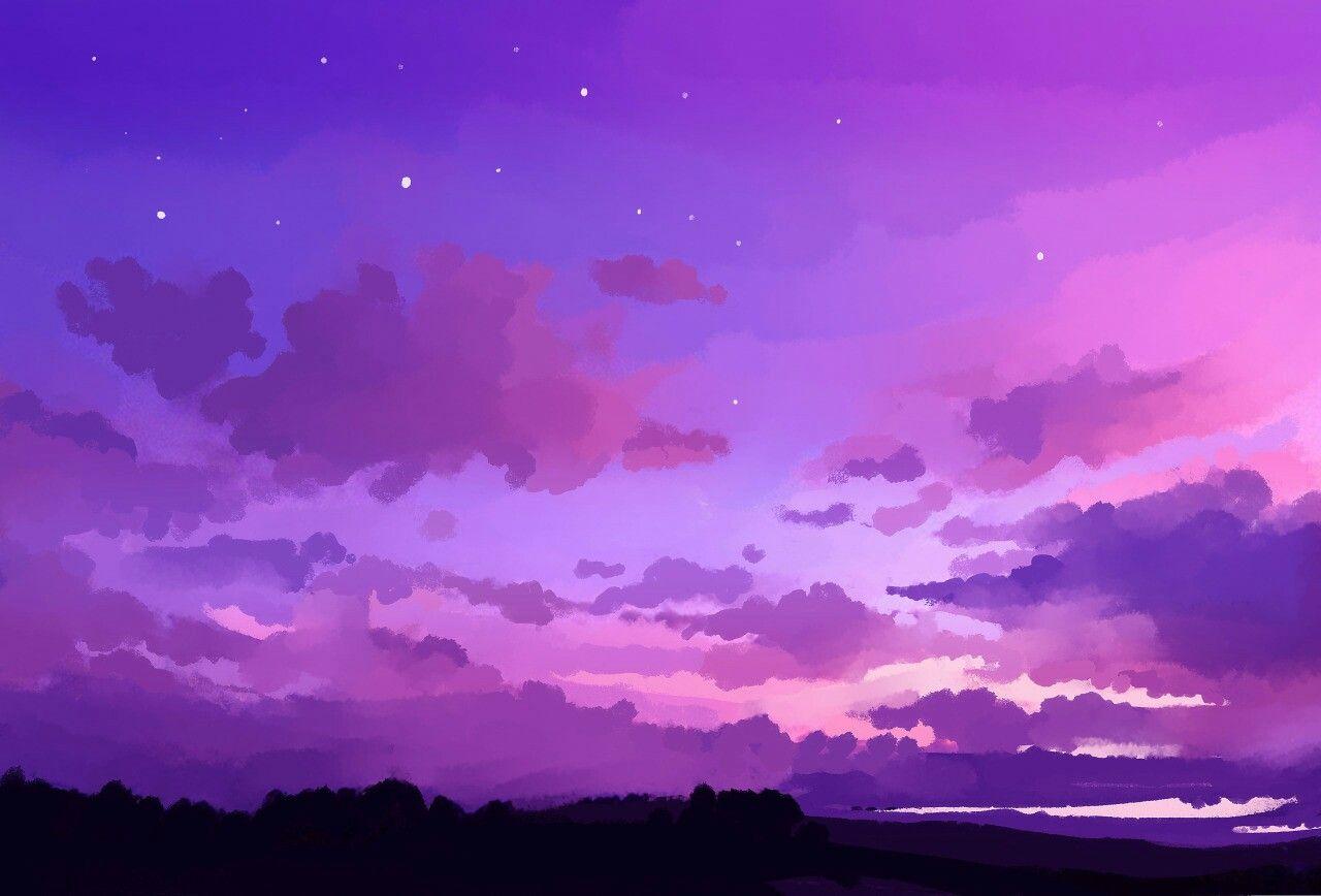 1280x868 Aesthetic Anime Garden Purple Wallpaper