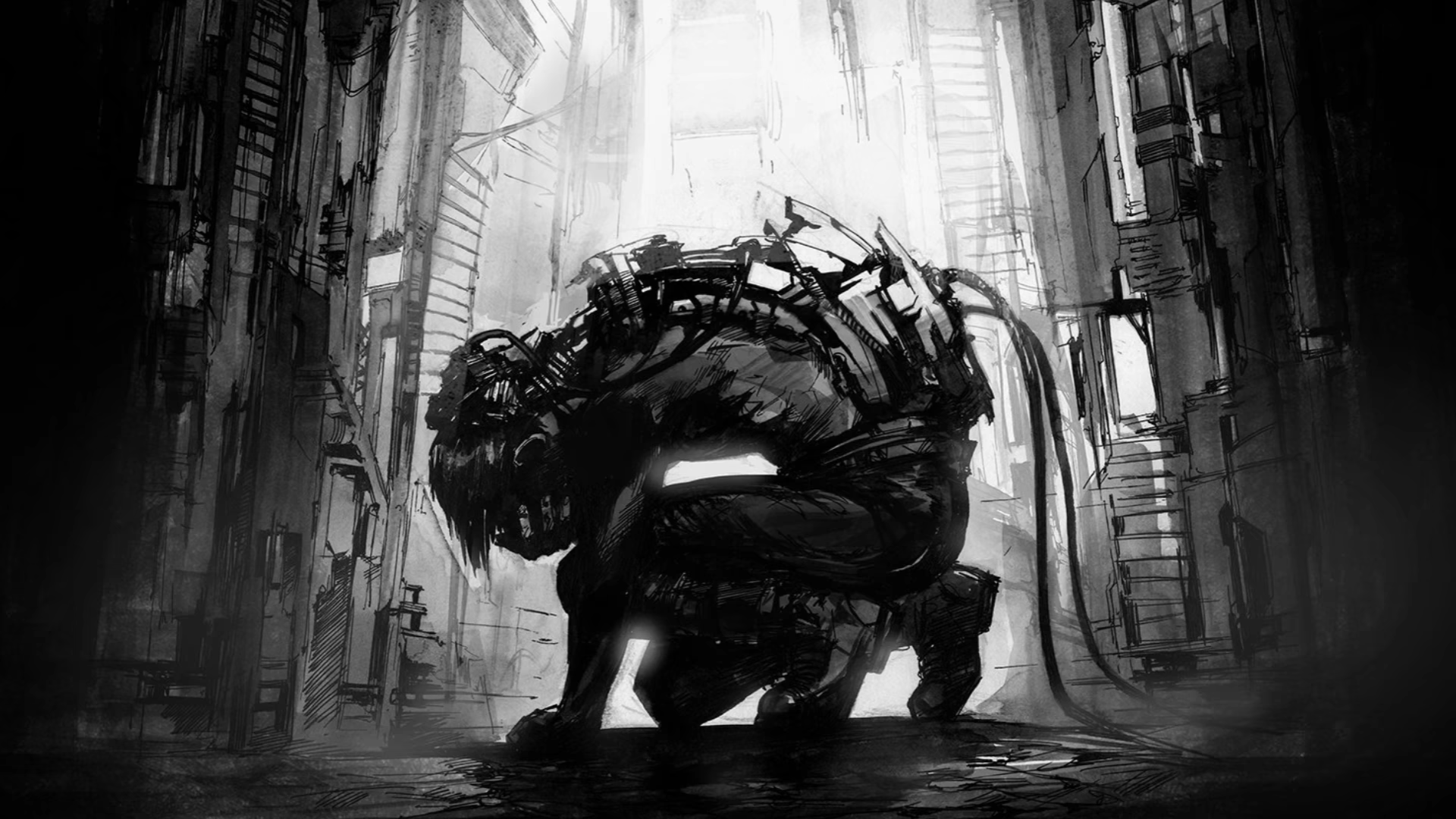 1920x1080 Monochrome Cyberpunk Robot HD Wallpaper By Ninja Jo Artx1080