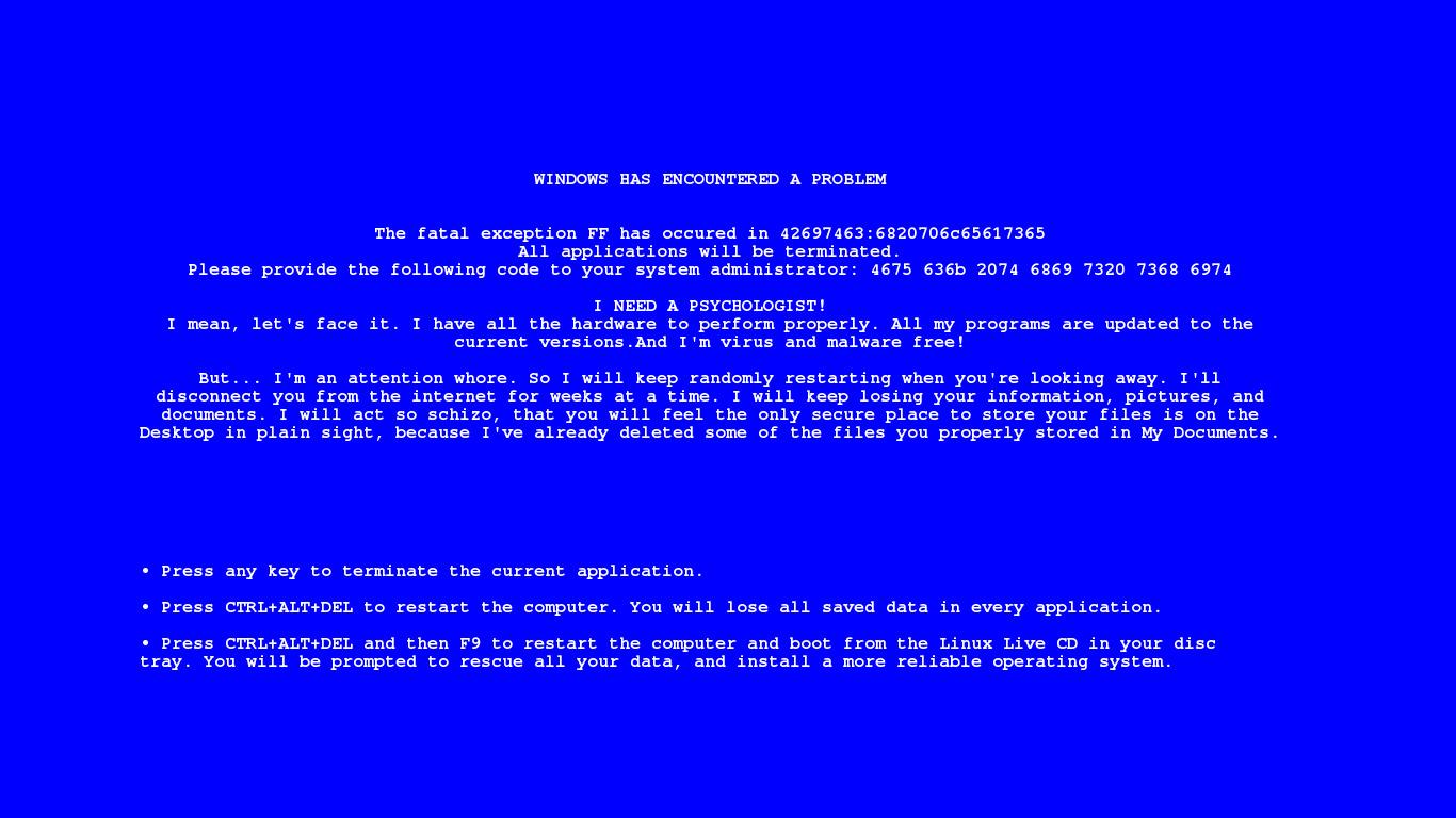 1366x768 microsoft windows bsod blue screen of death blue window wallpaper. Mocah HD Wallpaper