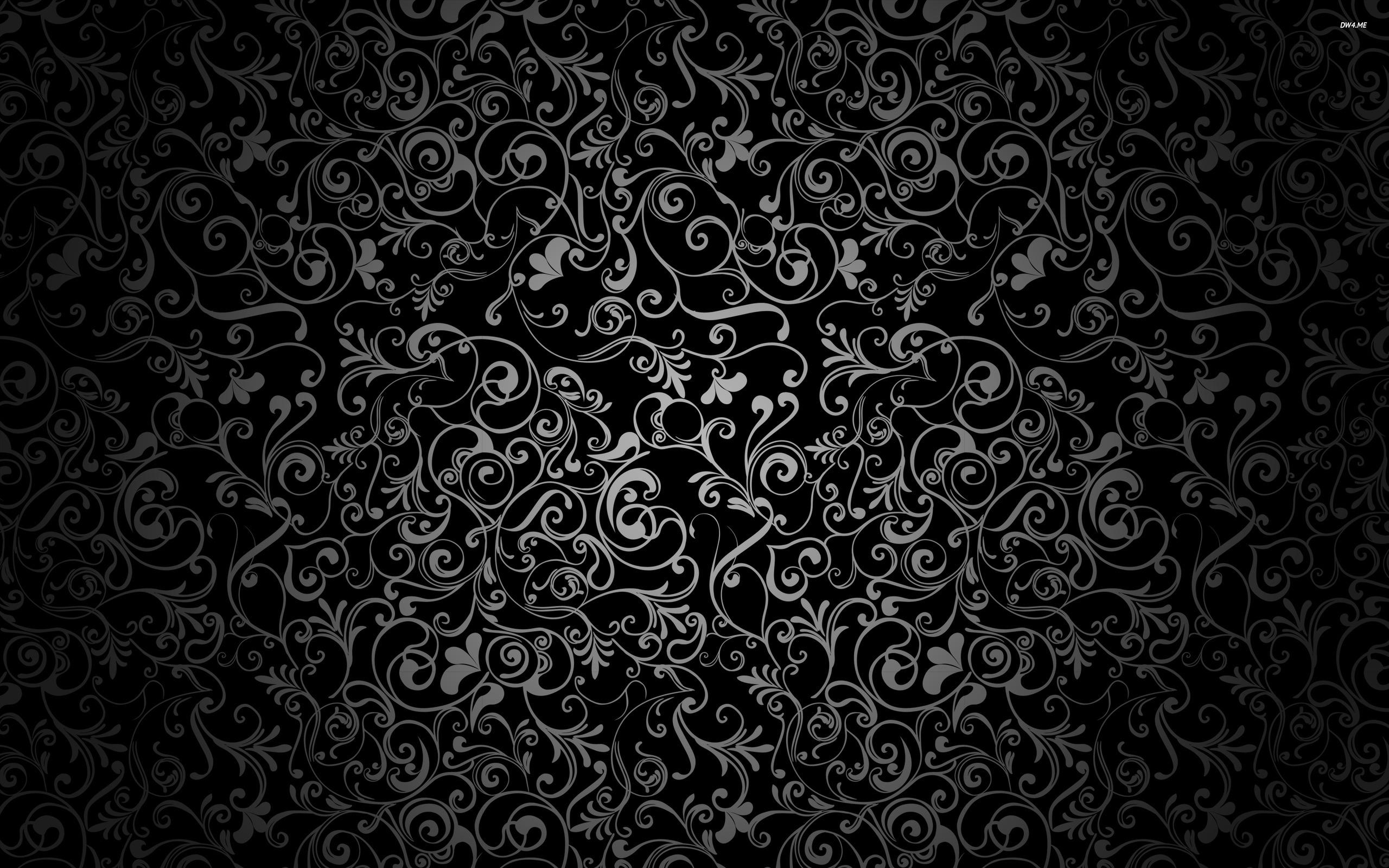 2560x1600 Floral Pattern Wallpaper Resolution Black Vector Background