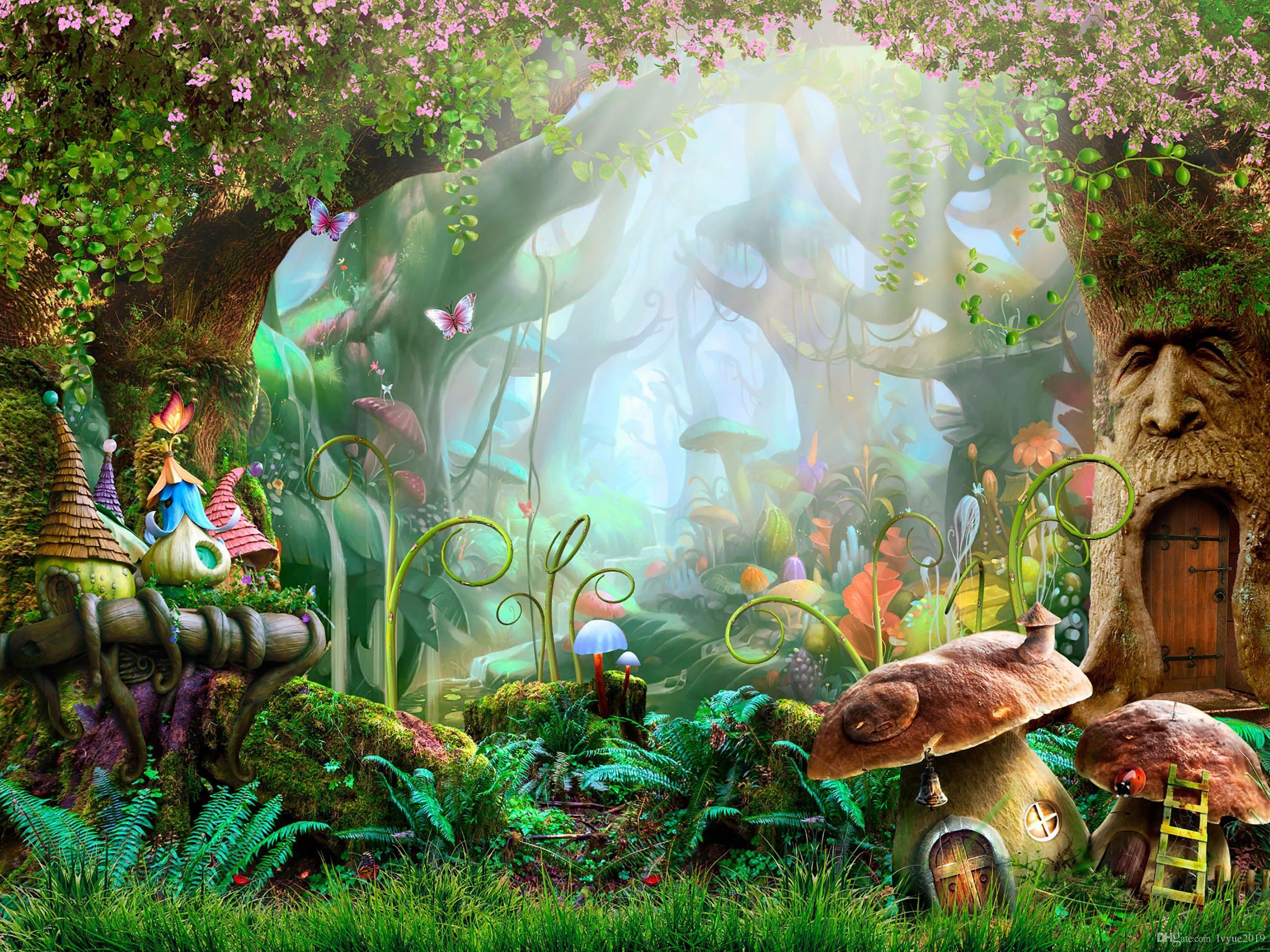 2667x2000 Magic Forest Trees Fairy Castle Cartoon Vinyl Photography Backdrops Mushroom Flowers Photo Booth Background for Chil. Forest backdrops, Castle cartoon, Backdrops