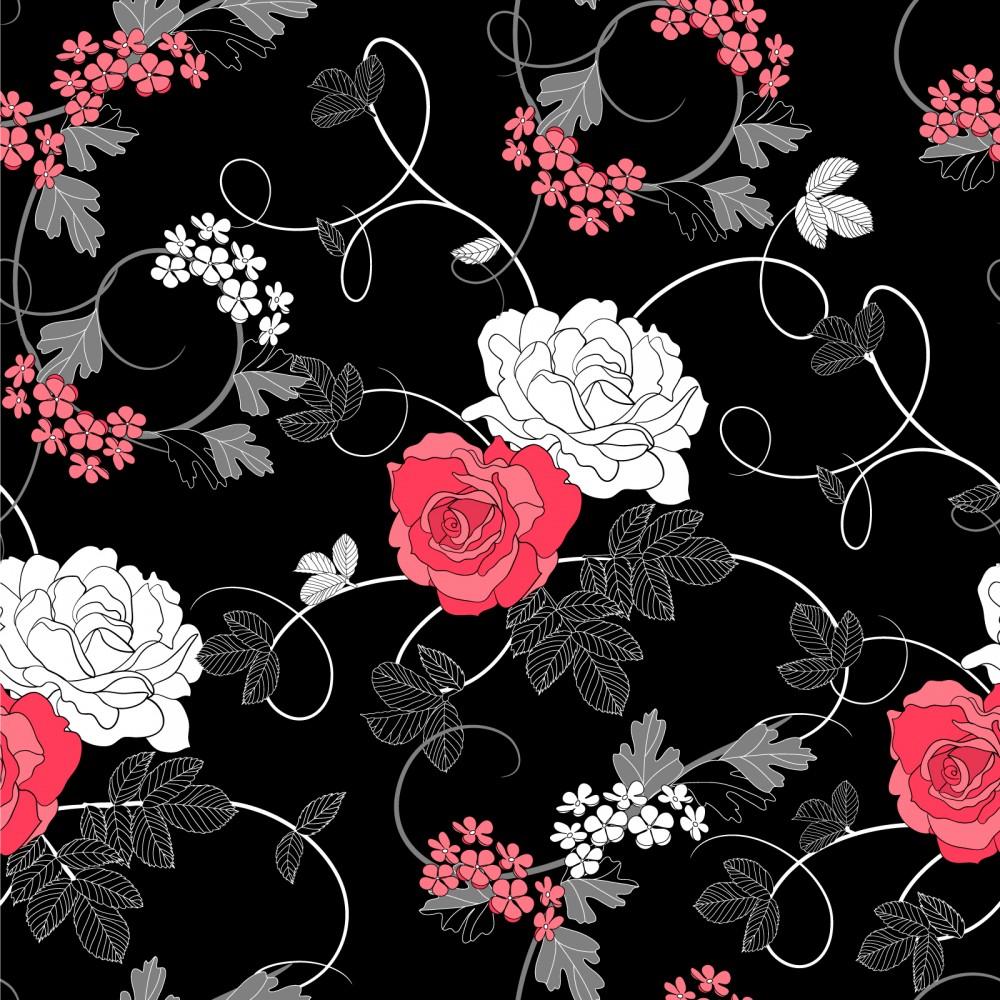 1000x1000 Black Floral Pattern Background 1000×1000