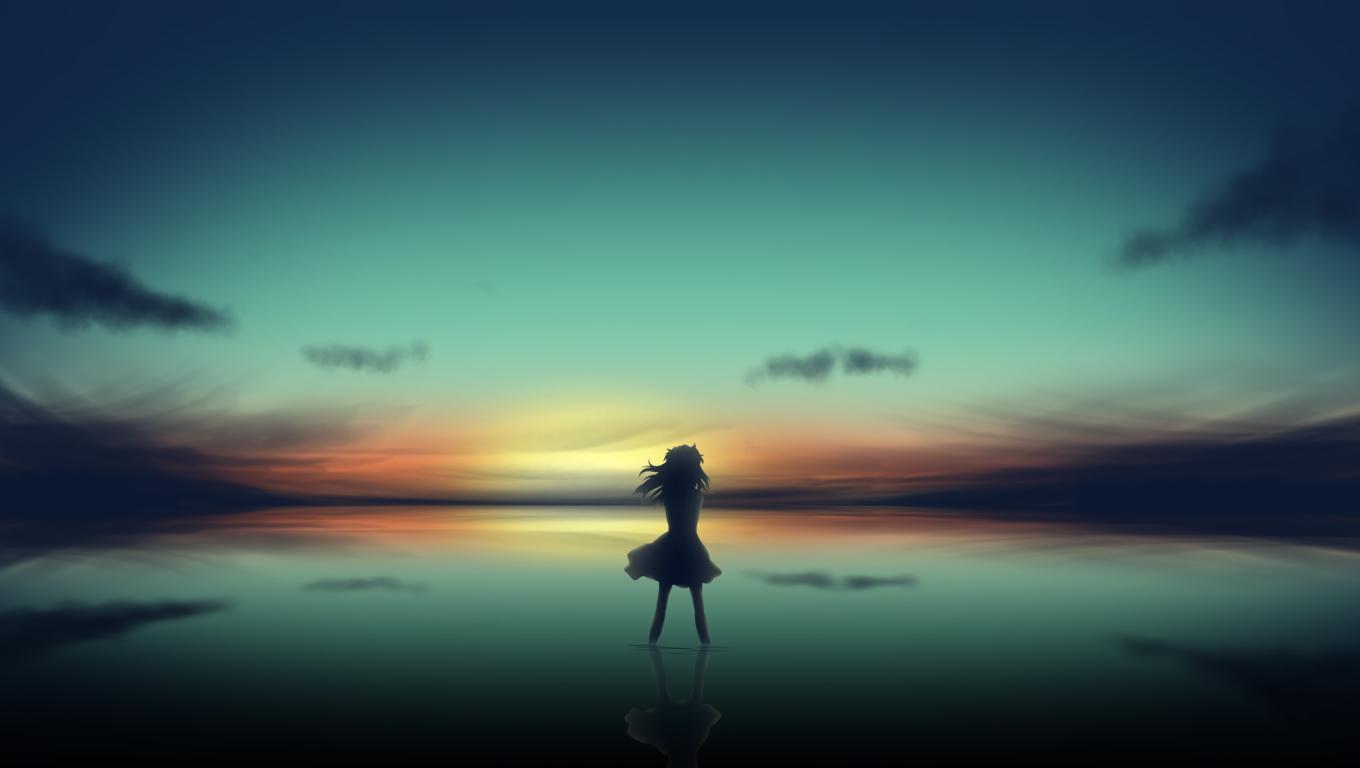 1360x768 Anime Girl In Clear Sunset Desktop Laptop HD Wallpaper, HD Anime 4K Wallpaper, Image, Photo and Background