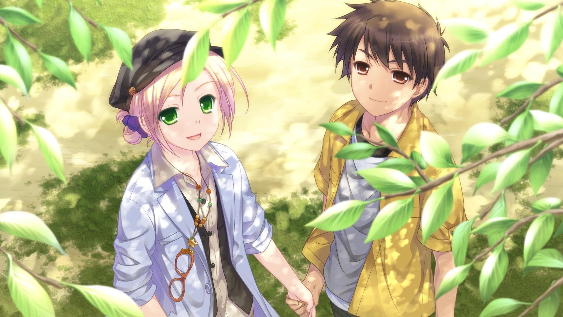 1920x1080 Cute Anime Couple Wallpaper background picture