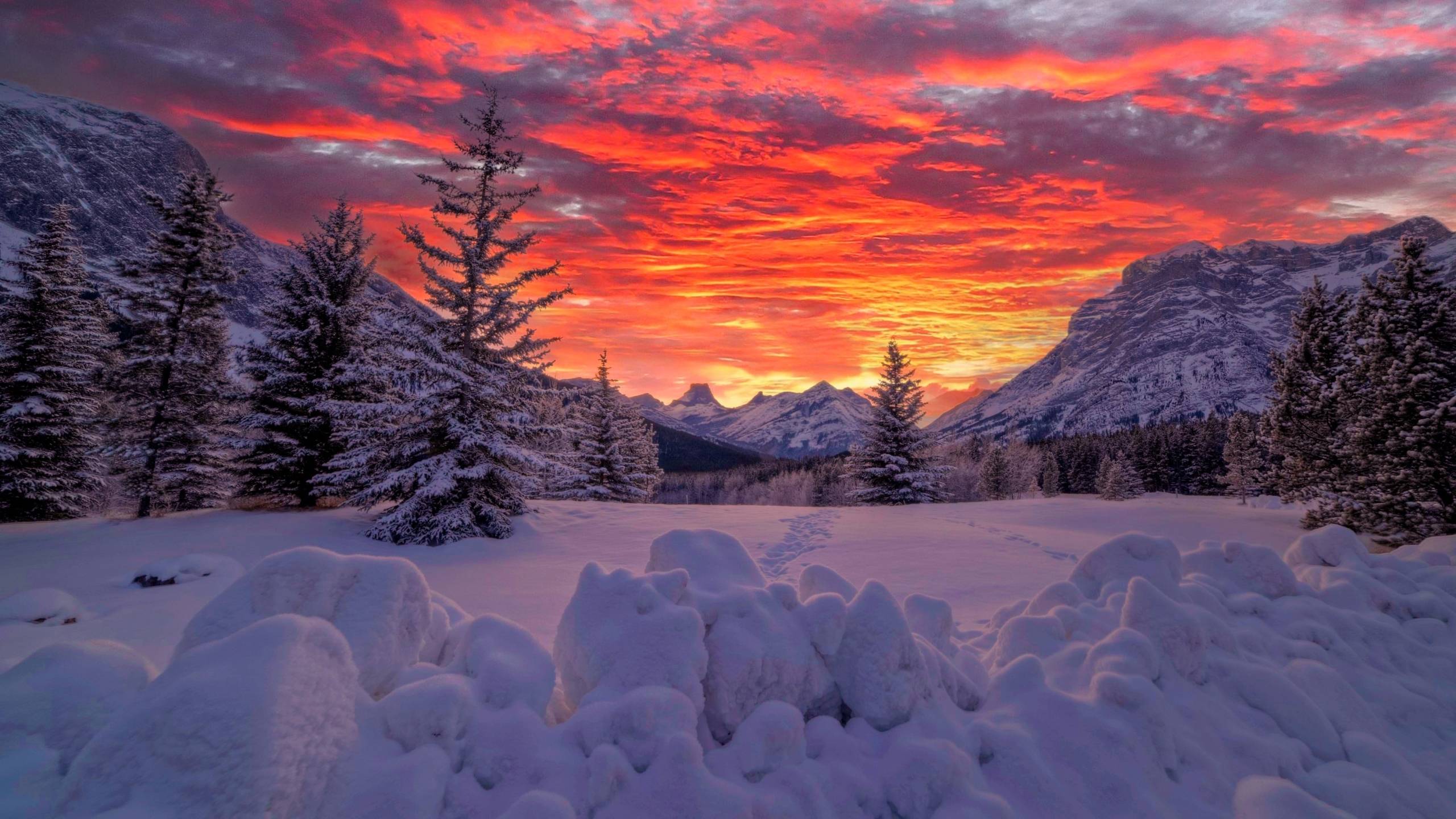 2560x1440 Canadian Rockies Dramatic Sunset 1440P Resolution Wallpaper, HD Nature 4K Wallpaper, Image, Photo and Background