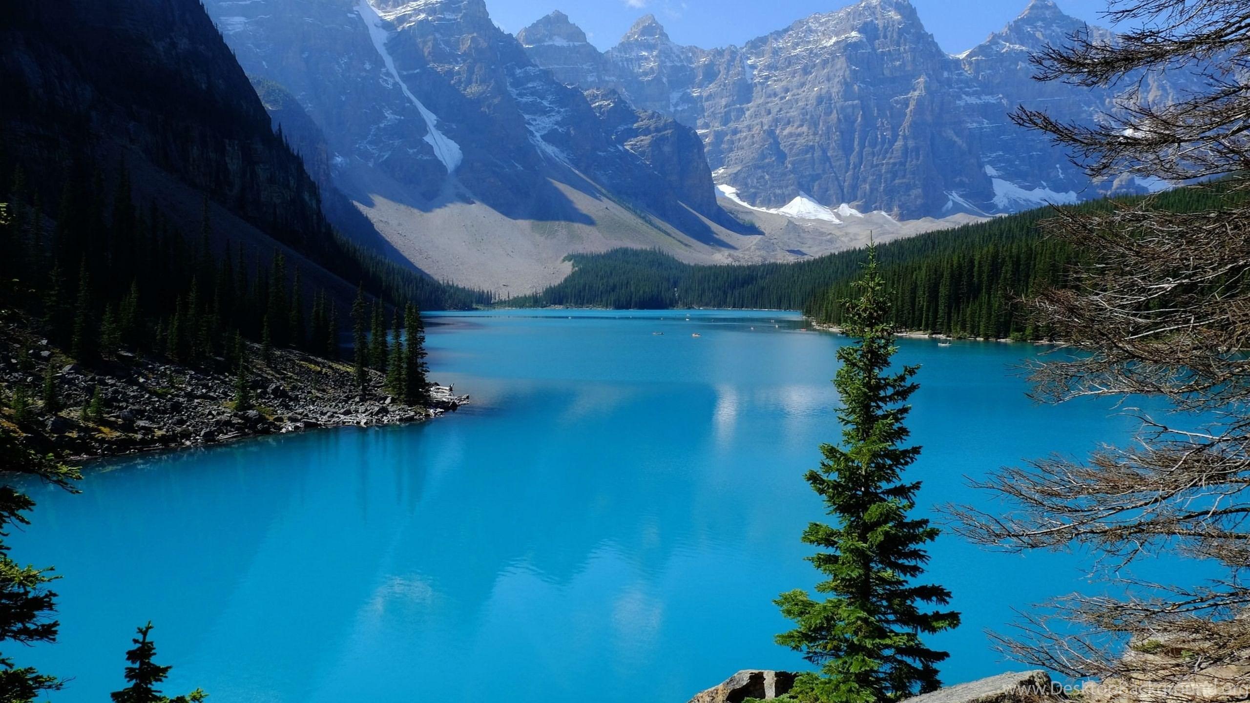 2560x1440 Mountains: Lake Canadian Rockies Alberta Canada Mountains Nature. Desktop Background