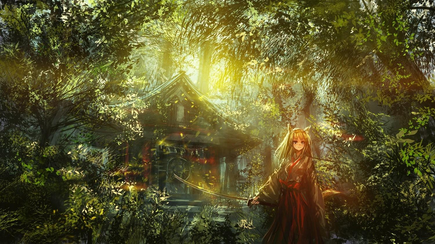 1500x844 Download Wallpaper, Download 960x854 katana garden animal ears smiling anime girls shelter 1500x844 wallpaper People HD Wallpaper, Hi Res People Wallpaper, High Definition Wallpaper