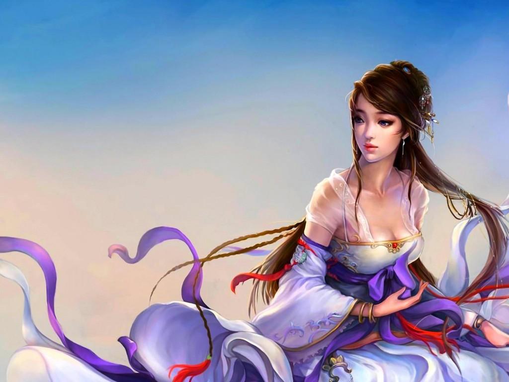 1024x768 Chinese Girl Animation 3D HD Wallpaper