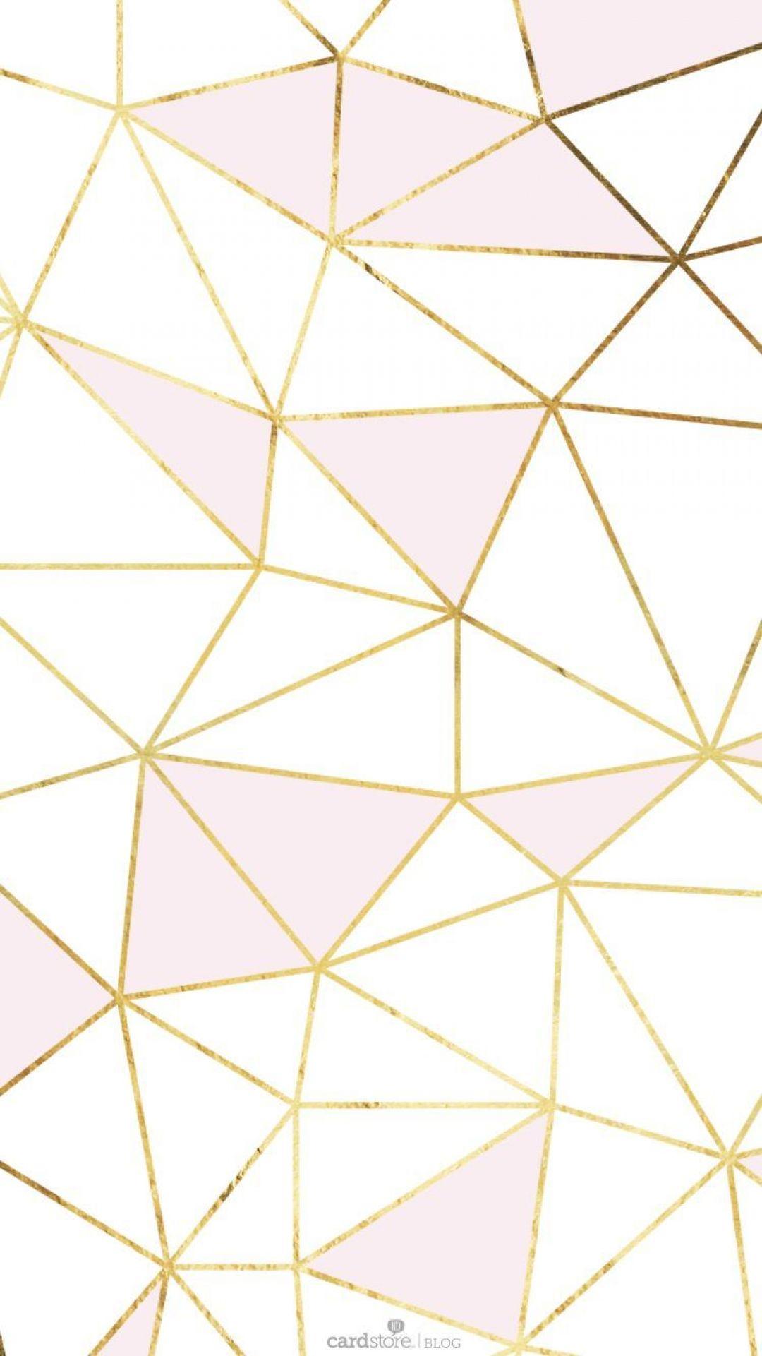 1080x1921 Pink gold white geometric mosaic iphone phone wallpaper (2021)