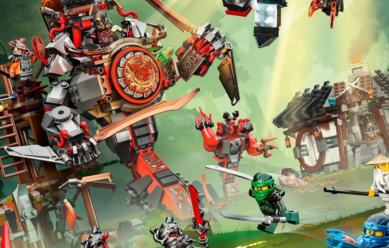 1332x850 Wallpaper axe, robot, toy, mecha, weapon, fight, LEGO, ninja, animated film, shinobi, animated movie, Ninjago, LEGO Ninjago image for desktop, section фильмы