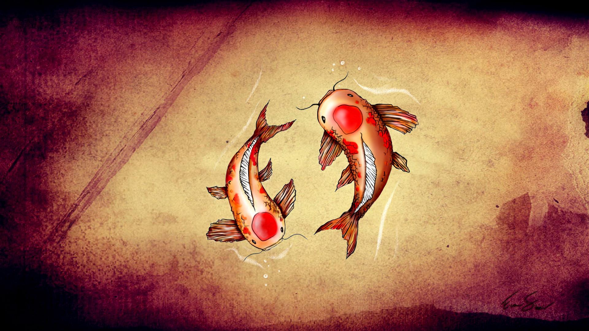 1920x1080 Koi Fish Art