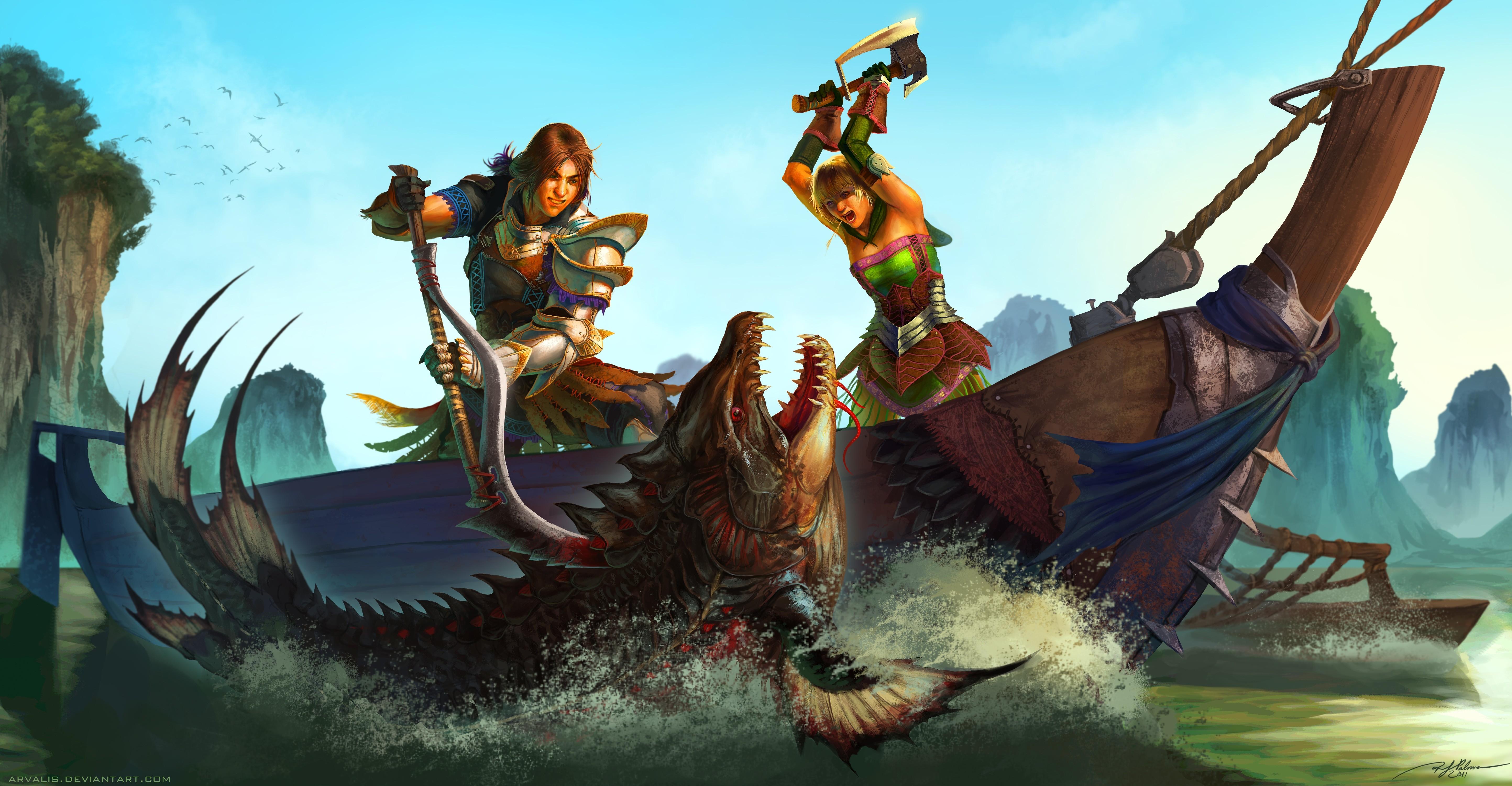5773x3000 fantasy art fishing artwork 5773x3000 wallpaper High Quality Wallpaper, High Definition Wallpaper