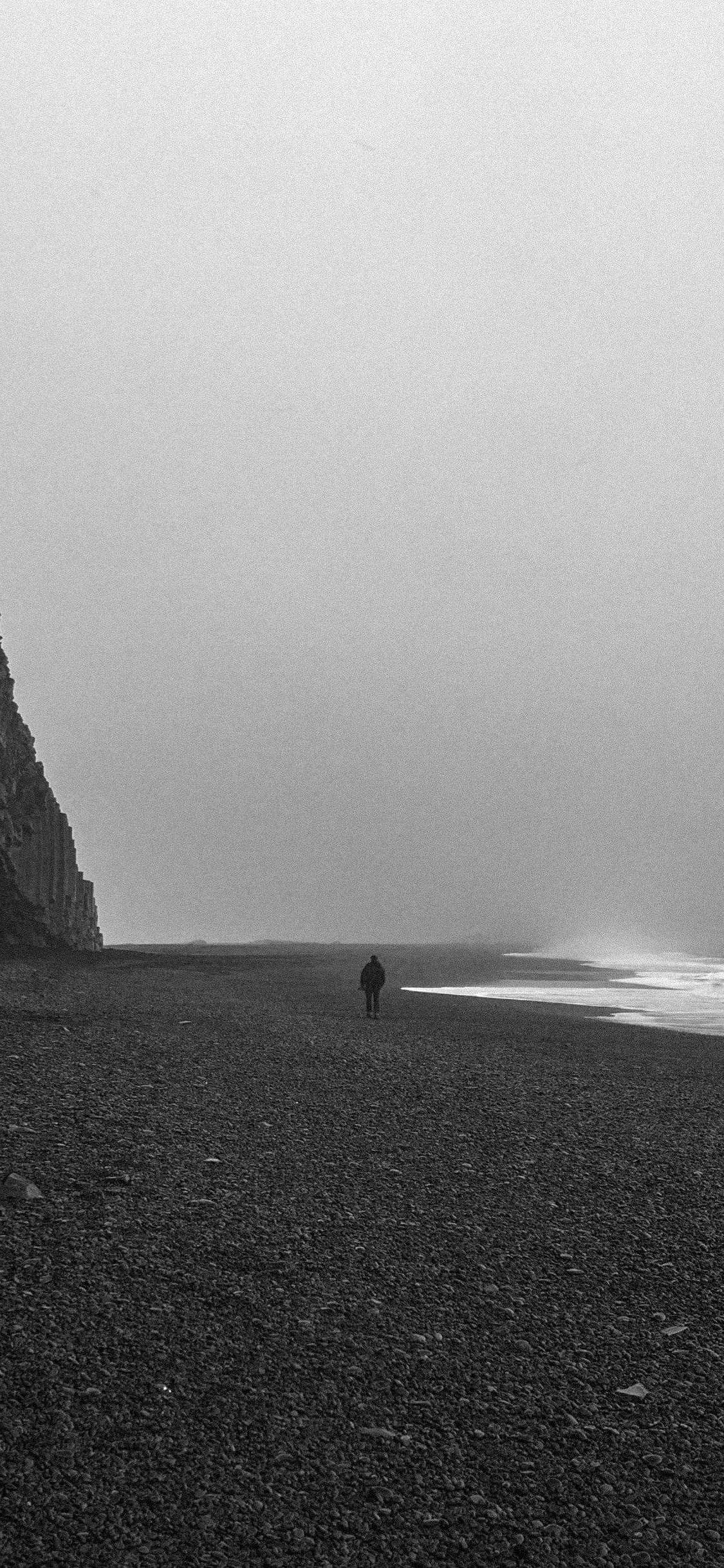 1125x2436 black sand shore grayscale photography wallpaper iPhone X Wallpaper. Photography wallpaper, Grayscale, iPhone wallpaper