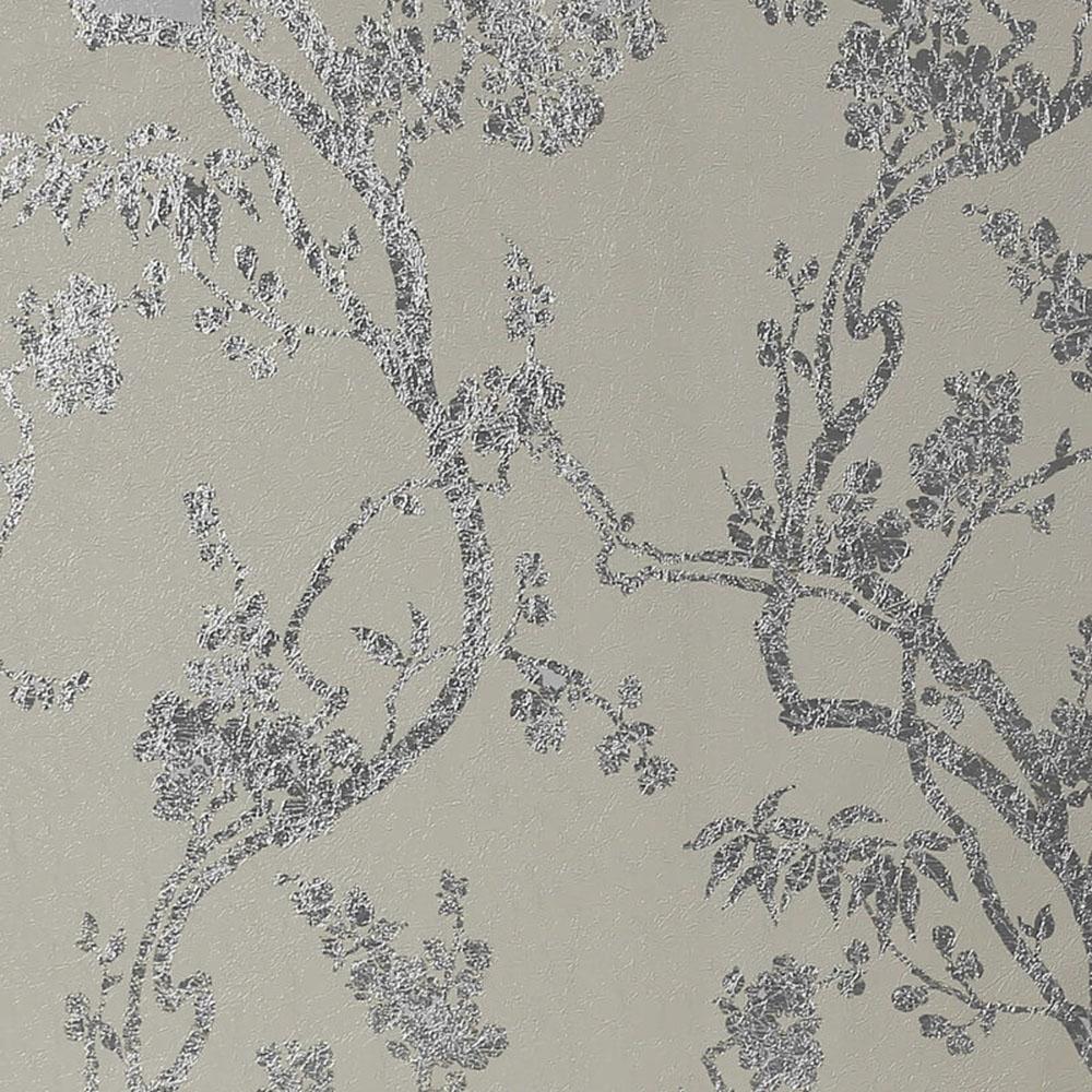 1000x1000 Arthouse Sundown Foil Floral Wallpaper Dove Grey, Silver from I Love Wallpaper UK