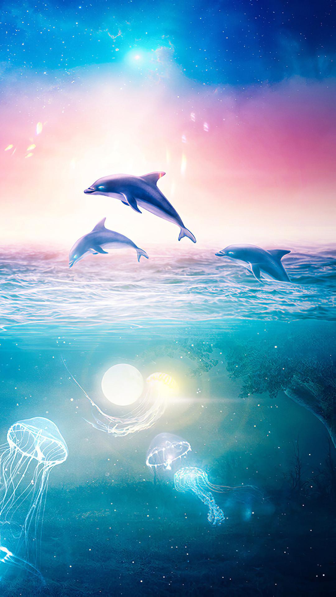 1080x1920 Dolphin Wallpaper iphone Mobile HD Love Art
