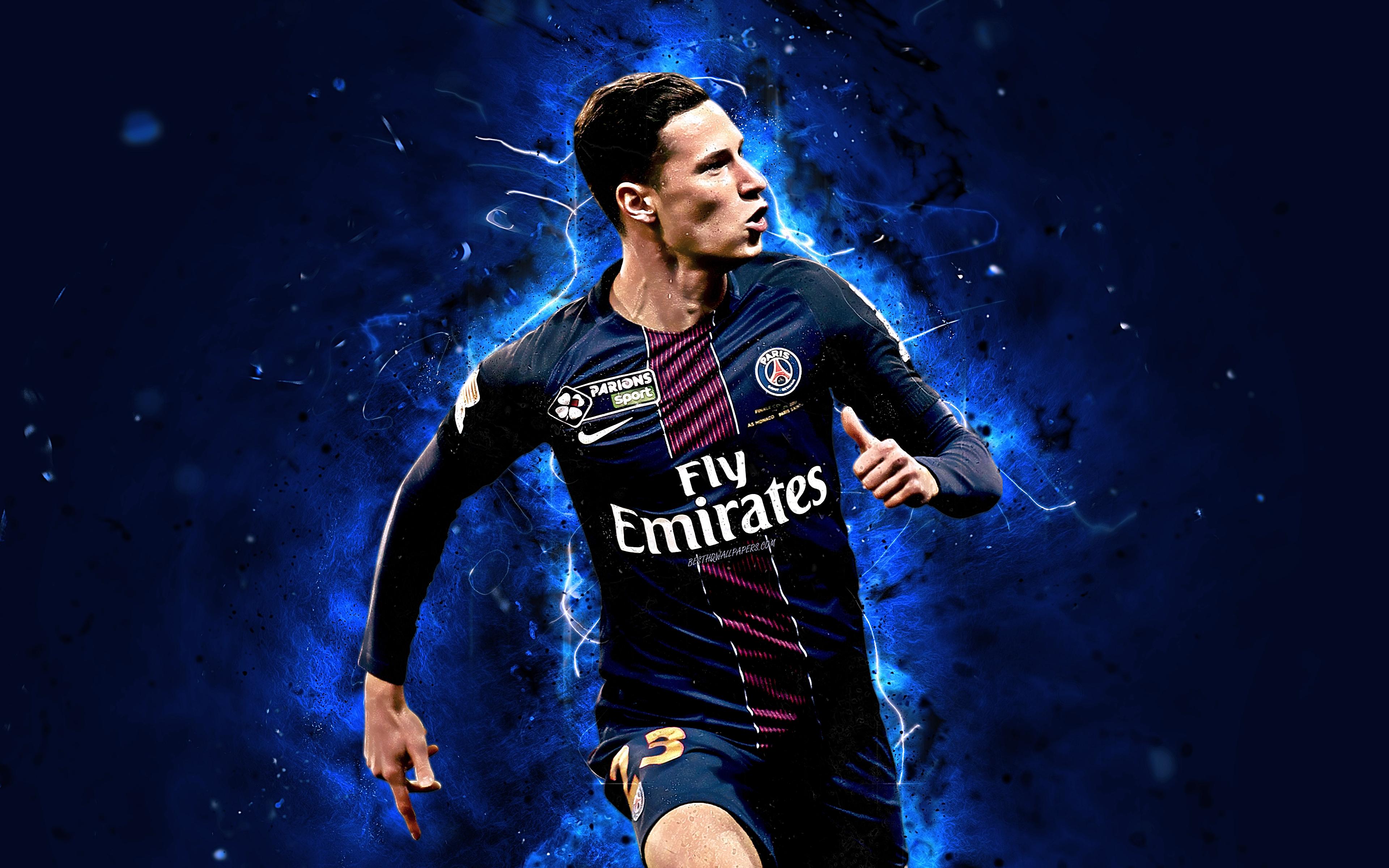 3840x2400 Download Wallpaper Julian Draxler, 4k, Abstract Art, Football Stars, PSG, Ligue Paris Saint Germain, Draxler, Footballers, Neon Lights, Soccer, FC PSG, German Footballer For Desktop With Resolution 3840x2400. High Quality HD Picture