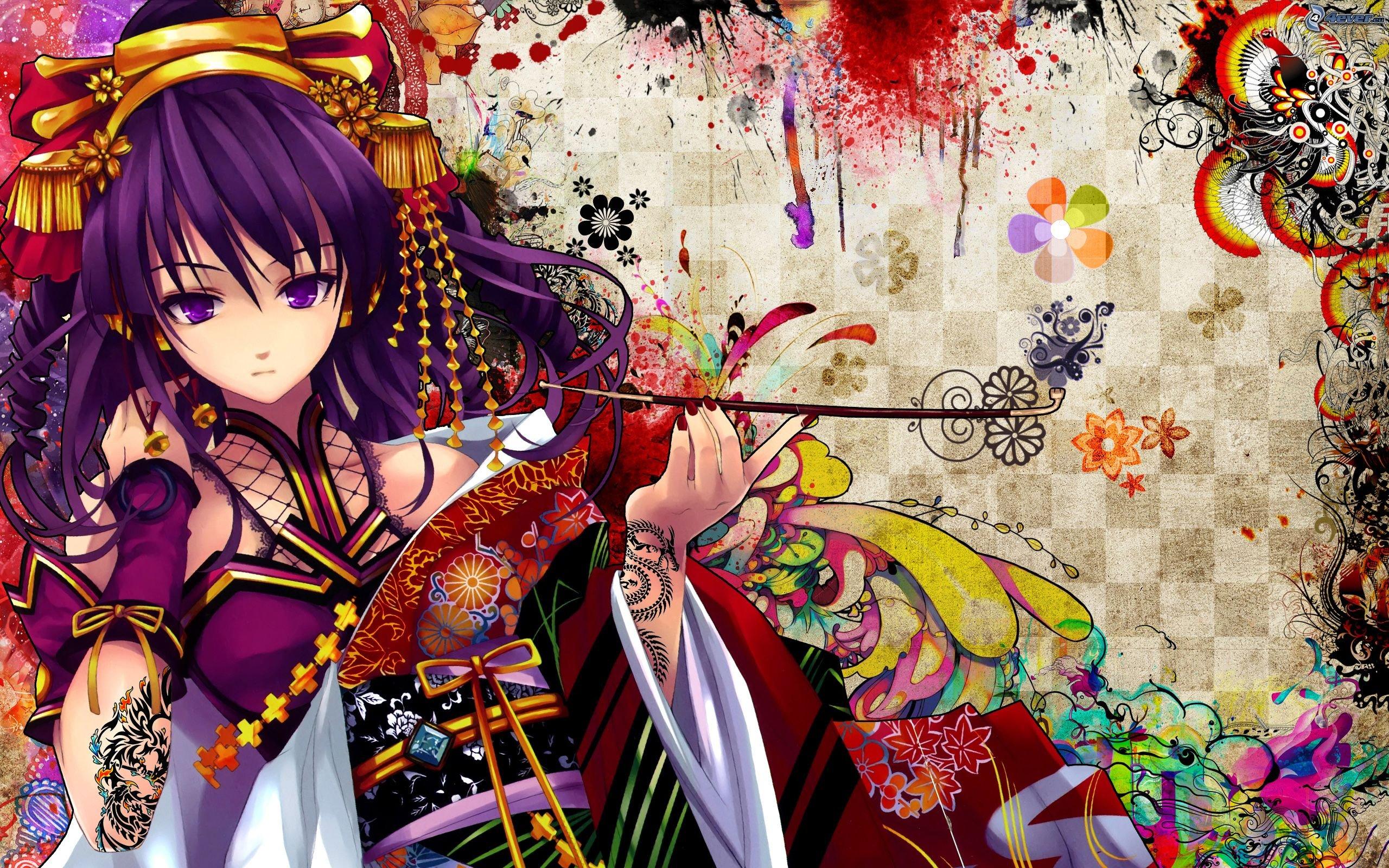 2560x1600 21++ Anime Girl Tattoo Wallpaper