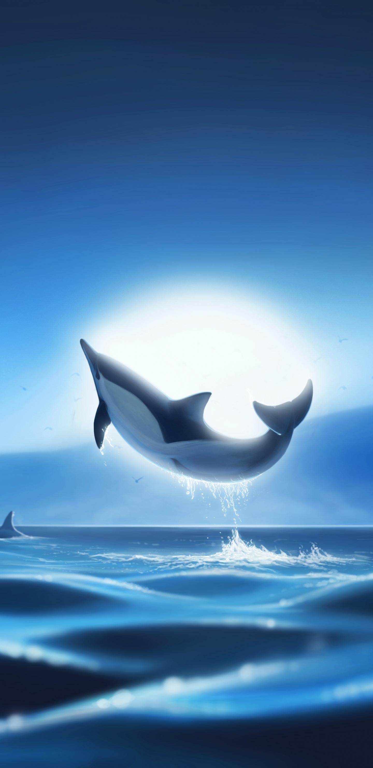 1440x2960 Download 1440x2960 wallpaper whale fish, jump, sea and moon, silhouette, art, samsung galaxy s samsung galaxy s8 plus, 1440x2960 HD image, background, 17538