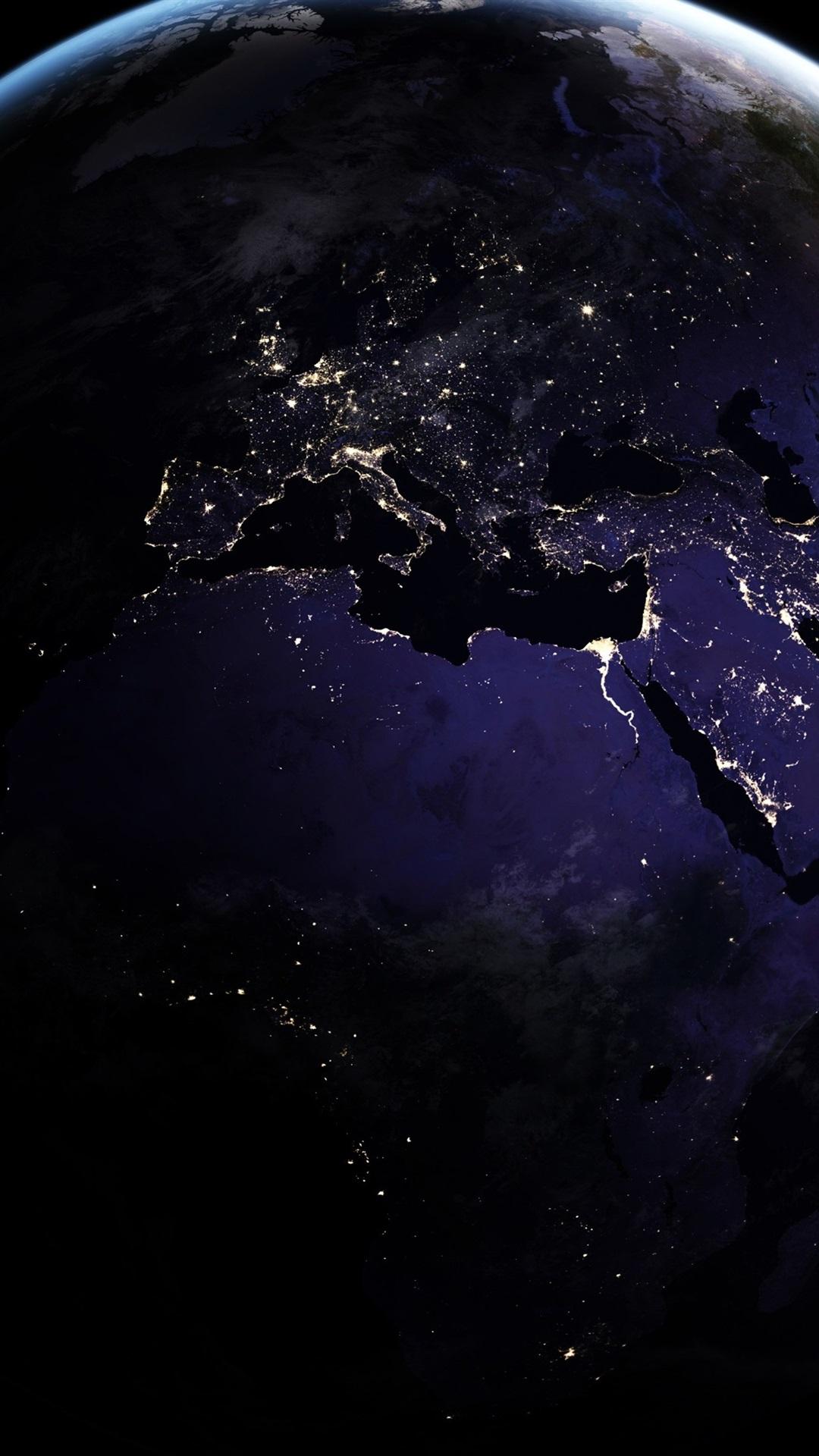 1080x1920 iPhone Wallpaper Earth, Map, Africa, Space Picture At Night