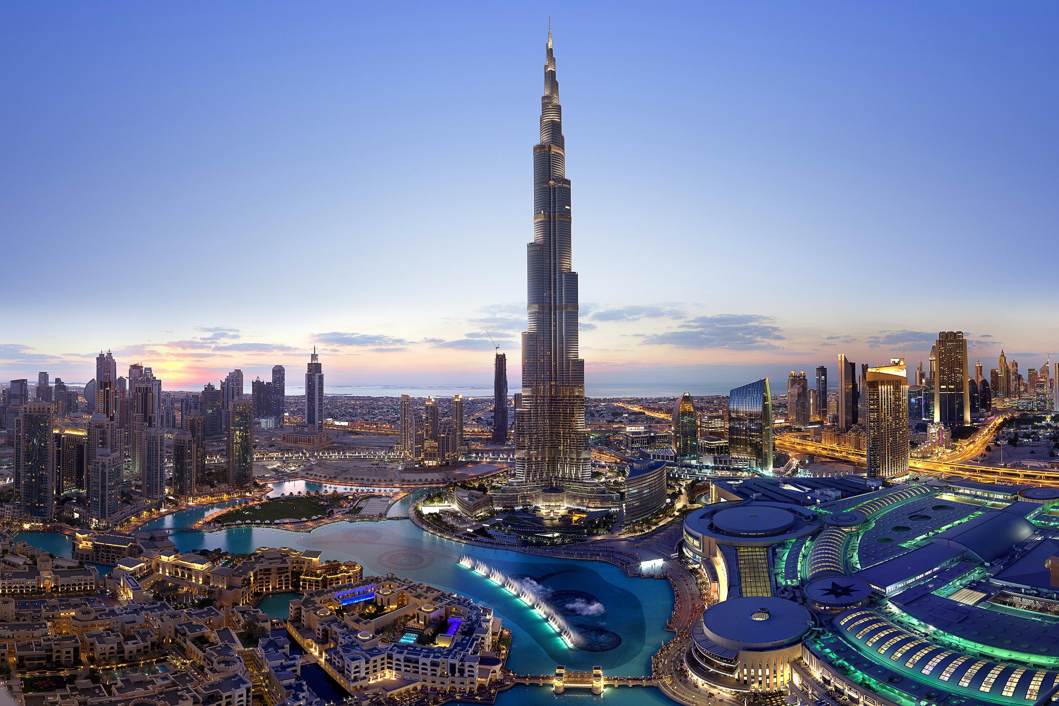 3500x2333 Burj Khalifa Wallpaper 4K, Dubai, Cityscape, Skyscrapers, Dusk, Clearsky, World